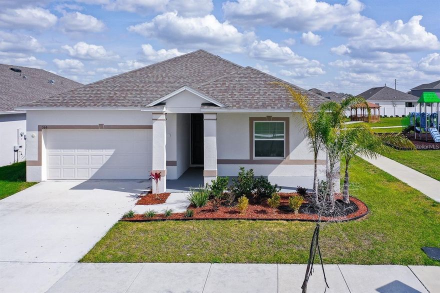Amazing Single Home 3-bedroom, 2-bathroom, 2- Car Garage home your own. This beautifully maintained single-story home in the desirable Calabay Crossing community! Built in 2023, just minutes away from DISNEY WOLD PARK ATTRACTIONS! This place is perfect for you, cute corner property features. Natural light dances through the open living and dining areas, creating a warm and inviting atmosphere complemented by modern fixtures and finishes. Open floor plan. THE FLOORS INCLUDED TILES THOUGHOUT THE HOUSE, AND THE PROPERTY IS ENCLOSED BY FENCE. Kitchen appliances including a Modern stainless-steel appliance with Double Door Refrigerator, spacious stylish cabinets, and countertops. Convenient breakfast bar perfect for fueling up before a day of Disney Adventures. All bedrooms include carpet and are a good size. The master bedroom has a big walk-in closet, a private bathroom, shower, sinks, and modern finishes providing a relaxing retreat after a long day. The laundry is inside. Step outside into you're the best thing is that next to the house is the social area, playground. Calabay Crossing community is a new and small community of only 38 homes sites, which provides the perfect place to call home! Families will appreciate the proximity schools, securing an excellent education. Beyond the home's comforts, the location offers easy access to local amenities, shopping centers, dining options, schools, hospitals, with the added charm of being close to the magic of Walt Disney World. The allure of living near the iconic theme park adds an extra layer of enchantment to this already desirable property. Very convenient location very short driving distance to I-4 to Orlando, Tampa is very close to visit Bush Garden, and the beach. Excellent, excellent location! *Renters insurance required*. This property won’t last long, make this town house your new home and call us TODAY!!! Work, Laugh, and Play in Haines City! Schedule your private showing today and experience the relaxing, and tranquility this exceptional home.