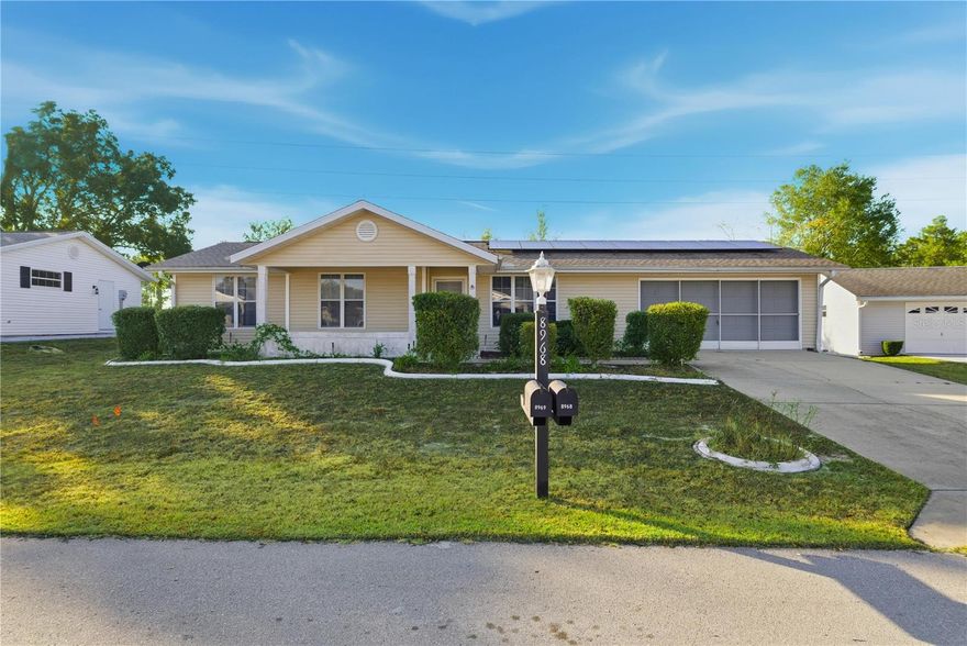 This charming 2-bedroom, 2-bathroom home in the highly sought-after Oak Run community is ready for it's new owner. Nestled in Oak Run Country Club, a vibrant 55+ community, this home offers the perfect blend of comfort and convenience. As a resident, you'll enjoy several community pools, 3 club houses and a restaurant. The lot is private and offers a relaxing back yard setting for your enjoyment. Solar panels are paid off, roof was replaced in 2023!