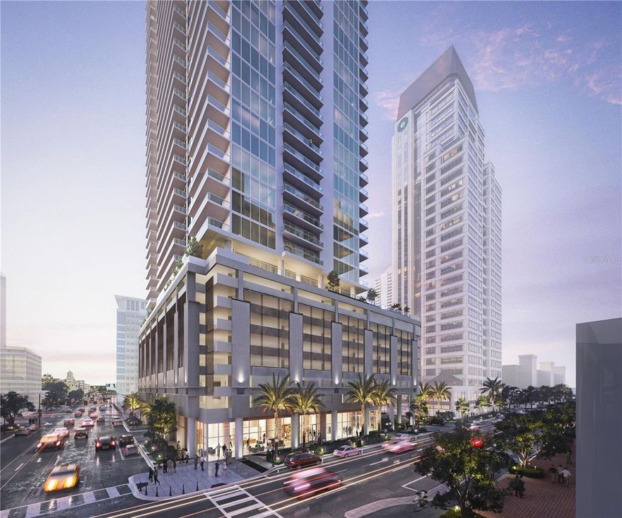 The developers of ONE St. Petersburg and Saltaire are bringing a fresh new perspective to luxury living in Downtown St. Petersburg.  Introducing Art House, a sleek 42-story tower where sophistication reaches new heights with artfully designed and luxuriously appointed live, work, relax and entertain residences.  Modern open plans provide the luxury of seamless indoor-outdoor living with spacious terraces, chef-inspired kitchens, flexible den/work-from-home spaces, and opulent owner’s suites featuring spa-like bathroom retreats. 
The Harmony 2 bedroom, 2.5 bath residence features 1,339 sq ft of open floorplan perfect for entertaining, and a designer kitchen opening into the Great Room. Enjoy seamless living areas which extend onto an oversized terrace with spectacular city and sunset views. Art House provides residents with exclusive access to a host of indoor and outdoor amenities and services that elevate everyday living into something effortlessly enjoyable.  Enjoy panoramic skyline and water views within proximity to the finest shopping, dining, culture, entertainment and co-work spaces.  At Art House Downtown is Downstairs.