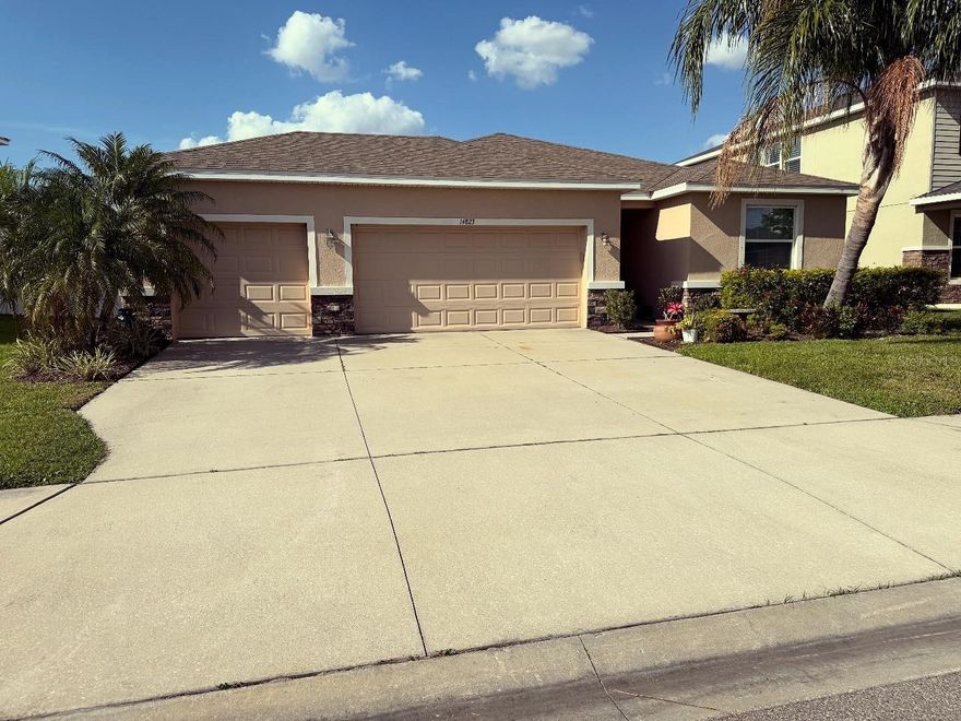 Welcome to Del Tierra, a gated Bradenton community!  This beautiful 3 bedroom, 3 bath home with a den and 3 car garage offers an open floor plan with a spacious great room, modern kitchen with large island, and dining area that opens to a covered lanai.  The master bedroom features dual walk-in closets and a spa-style bath.  Enjoy a split-bedroom layout, private den, and access to resort-style amenities-pool, fitness center, and playground-all minutes from I-75, shopping and top-rated schools.