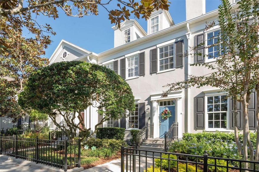 Experience the magic of Celebration’s Main Village living at 629 Mulberry Avenue — a stunning three-story townhouse with a rare income-producing efficiency studio apartment, just ONE block from Celebration’s iconic Town Center. This is the address everyone wants… and the opportunity you’ve been waiting for. Step inside to sun-filled living and dining spaces enhanced with Luxury Vinyl Plank flooring, plantation shutters, and an effortless flow perfect for lively gatherings. In 2025, the main home received a full refresh, including all-new luxury vinyl flooring on the first floor, a beautifully remodeled kitchen featuring updated finishes and modern design, and fully remodeled bathrooms that elevate the home’s style and comfort. The gourmet kitchen now steals the show with top-tier stainless steel appliances, granite counters, a center island, and a sleek pass-through that makes entertaining a breeze. A custom bar with bar refrigerator adds the perfect finishing touch. Upstairs, the XL master suite offers a peaceful retreat with dual closets and a spa-style bath. A second bedroom and full bath complete this level. The third floor delivers a dramatic private suite with charming alcoves and dormer windows—ideal for guests or a dreamy workspace. Out back, escape to your paver courtyard oasis framed by lush, mature landscaping. Beyond the garden lies a detached two-car garage with an efficiency studio apartment, which also received a freshly remodeled kitchen in 2025—perfect for rental income, guests, or your own creative hideaway. All of this sits on one of Celebration’s most beloved streets and steps from dining, boutiques, the heated pool, and nonstop community events. Residents enjoy parks, playgrounds, tennis courts, fitness centers, and over 26 miles of scenic walking and biking trails. Dynamic, fully updated, and in an unbeatable location — 629 Mulberry Avenue isn’t just a home. It’s Celebration living at its very best.
