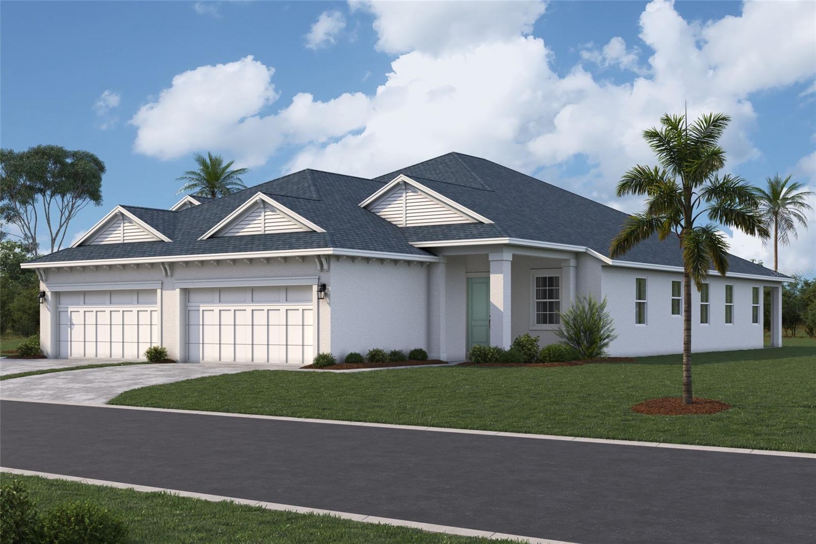 Pre-Construction. To be built. Welcome home to the Topaz. This villa’s floorplan includes three bedrooms, 2 full bathrooms and a 2-car garage.
Enter in from the extended entryway, perfect for sipping your morning coffee, and head straight in the front door and into the heart of the home. The two bedrooms are immediately to either side of the foyer with a bathroom. A utility room sits beside the bathroom, creating great accessibility to the rest of the home.
A kitchen awaits with a large center island, beautiful cabinetry, an abundant amount of countertop space, and a pantry to provide extra storage. Across the kitchen is the dining area, followed by the large great room. Sliding glass doors cover the back wall and open to the covered lanai.
The owner's suite, with tray ceiling, shares this wing of the house. The bedroom leads into the bathroom with dual vanities, a walk-in shower, and a spacious walk-in closet.
The Topaz is a luxurious villa designed to fit your lifestyle. Contact us today to learn more!