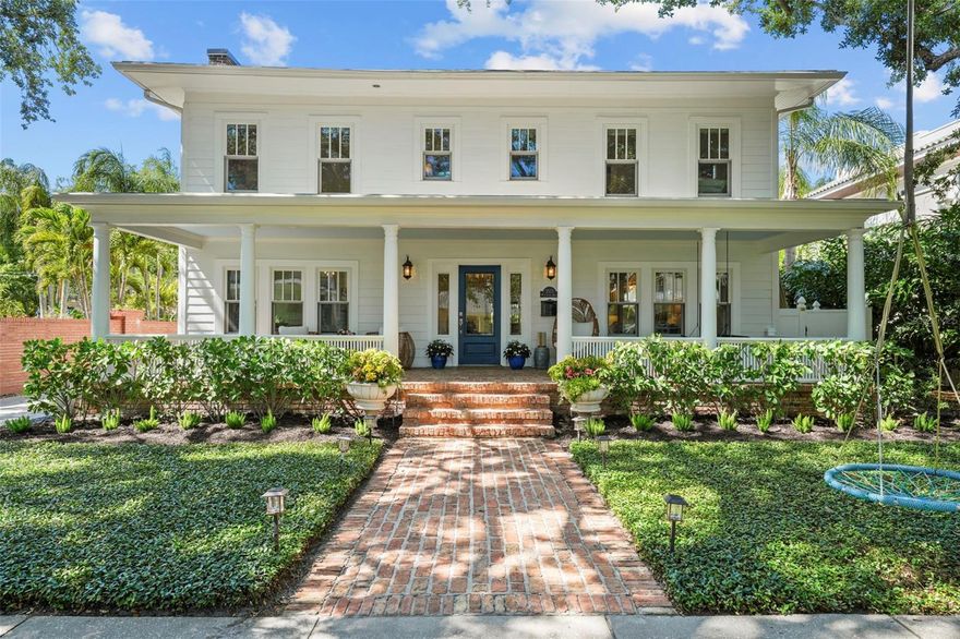 Welcome to timeless elegance on one of the most picturesque streets in Tampa. Home did not have any flooding. Located in the heart of New Suburb Beautiful, this classically updated home offers charm, space, and modern luxury. The home features a welcoming front porch, tree-lined street views, and an inviting layout. Inside, you’ll find a formal living and dining room, a dedicated wine room, and a gourmet kitchen equipped with Sub-Zero and Wolf appliances, stunning quartzite countertops, and custom cabinetry. Upstairs, the spacious owner’s suite includes a generously sized walk-in closet and a luxurious layout. Outdoors, enjoy your own private tropical oasis—perfect for relaxing or entertaining. A rare four-car garage with front and alley access offers ultimate convenience. Above the garage, a full guest suite includes a large living area, full bath, and kitchenette—ideal for extended family, guests, or an au pair. Zoned for top-rated schools and just minutes from Tampa’s premier shopping, dining, and entertainment. Don’t miss the opportunity to own this exceptional home—schedule your showing today!