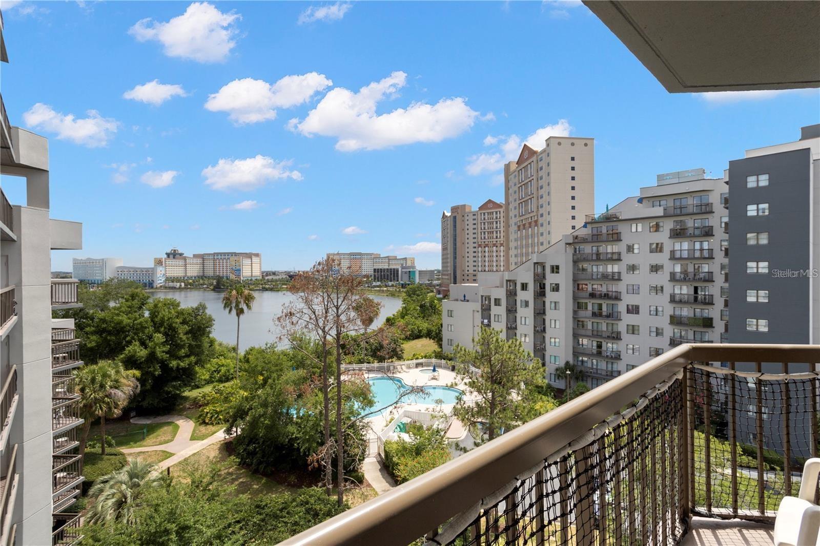 THIS COZY FULLY FURNISHED 2 bedroom, 2 bath CORNER UNIT has just come available for Rent. As you step inside, you'll be greeted by loads of natural light streaming through the large windows on three sides of the condo. The living room is equipped with a sleeper sofa, and the patio overlooks the pool, providing the perfect spot to unwind and soak in the serene surroundings. Offering 578 square feet of comfortable living space with stunning water views that will leave you breathless. The unit features a master bedroom and a guest bedroom, each with its own en-suite bathroom. The rent includes cable TV, internet, trash, water, pest control, and access to the community pool and recreational facilities. This sought-after community offers an array of amenities, including two outdoor oversized pools, an indoor pool with a jacuzzi, kiddy pools, a lighted tennis court, a playground, and a gazebo on the lake. Additionally, there are fitness facilities, gift shops/newsstands, a food court with a Pizza Hut Express, a convenience store, a business center, and on-site laundry services. Conveniently located just a short walk from International Drive, you'll have easy access to a wide variety of restaurants, shopping venues, and entertainment options. Don't miss out on this perfect rental opportunity. Schedule a viewing today and make this stunning corner unit your new home!