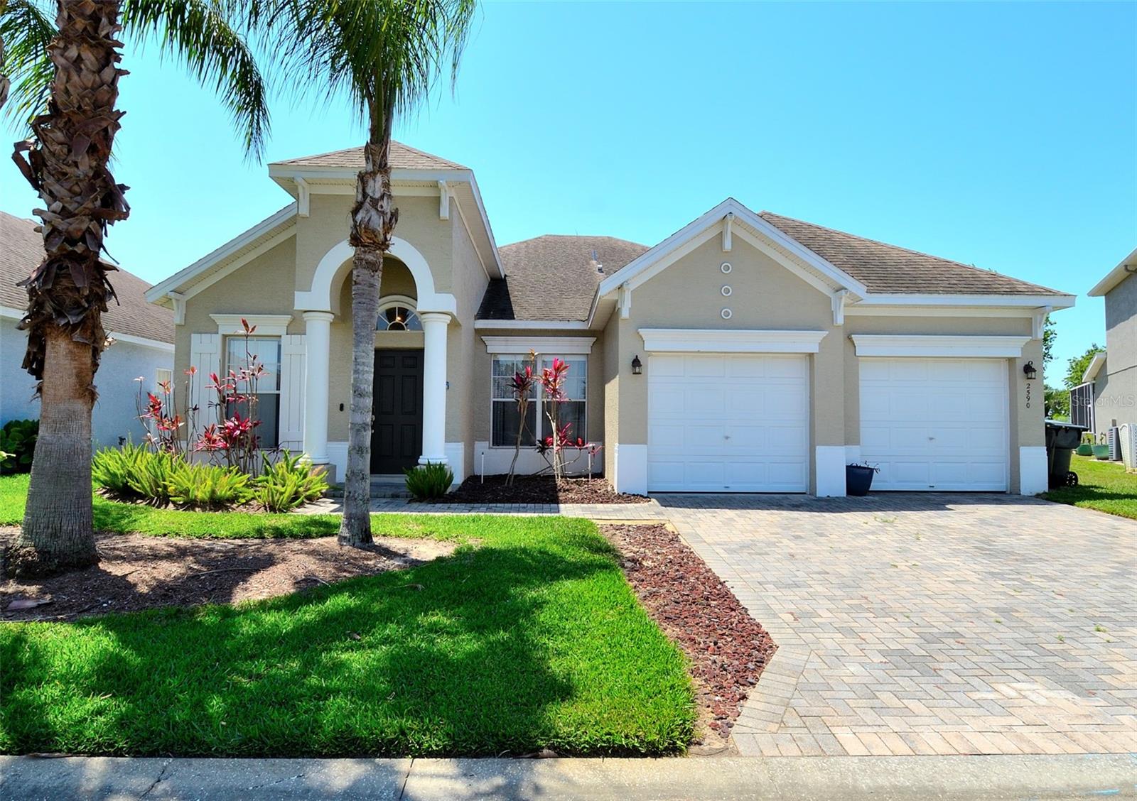 Exceptionally well maintained Beautiful spacious pool home in a great location! Great floorplan offering both a kitchen nook and formal dining room, both near the large kitchen. Formal living room and separate family room. 2 En suite master bedrooms, the largest private master bath with garden tub and separate shower. All the 4 bedrooms are very generously sized. Freshly painted interior, Vinyl plank flooring in all bedrooms, NO carpets. Stainless steel appliances in Kitchen. Covered lanai overlooking great sized SOUTH FACING pool with spa and garden with partly privacy fencing. Home is located in a small, friendly family community and zoned for Citrus Ridge Civics Academy. Move right in, short drive to Interstate 4 (I-4), 1.6 miles to Heart of Florida Hospital. Minutes to the Disney Parks, Universal studios and Seaworld. Central to Tampa and Orlando international airports. Short drive to shopping and restaurants at Posner Park. Home is ideal for family everyday living, vacation living or either long or short term rental. Sold unfurnished, current lease expires Sept 8th 2023.