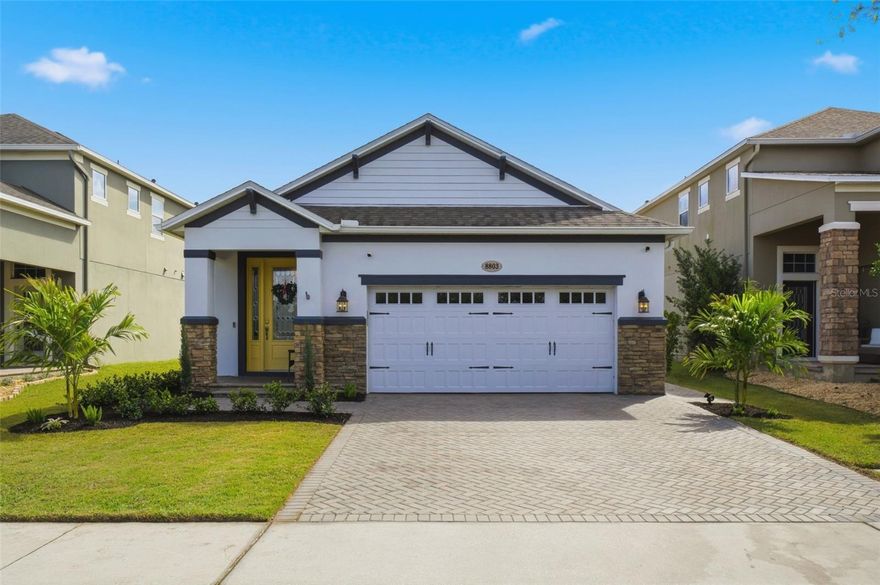 Welcome to a place that truly feels like home! This beautifully updated property offers comfort and functionality with a split floor plan for added privacy. A welcoming foyer leads to two spacious bedrooms and a full bath on one side, with the primary suite tucked away on the other. The second bedroom features a Murphy bed, and the closet is currently set up as a mini office but can easily be converted back. A 2-car garage offers plenty of room for parking and additional storage. All bedrooms feature newer luxury vinyl plank flooring, with tile throughout the main living areas. Both bathrooms were upgraded in March 2026 with new cabinetry, plus a beautiful new granite countertop in the second bath. The laundry room, with a 2024 washer and dryer, is conveniently located near the secondary bedrooms to make everyday living easier. At the heart of the home, the open kitchen invites gathering, whether it’s morning coffee, weeknight dinners, or weekend baking. Complete with a large island, stainless steel appliances, granite countertops, and a spacious pantry, it flows effortlessly into the dining and living areas, highlighted by a stylish herringbone accent wall. The primary suite offers a walk-in closet with custom built-ins and an en-suite bathroom. The backyard oasis was designed for making memories, with an enclosed porch, newer pavers, firepit, and plenty of space to entertain. Playground set can stay, making it perfect for families. Located in sought-after Randal Park, residents enjoy top-rated schools, a clubhouse, resort-style pool, splash pad, trails, playground, and fitness center. Conveniently close to major highways, the airport, shopping, dining, and the best of the magic city of Orlando!