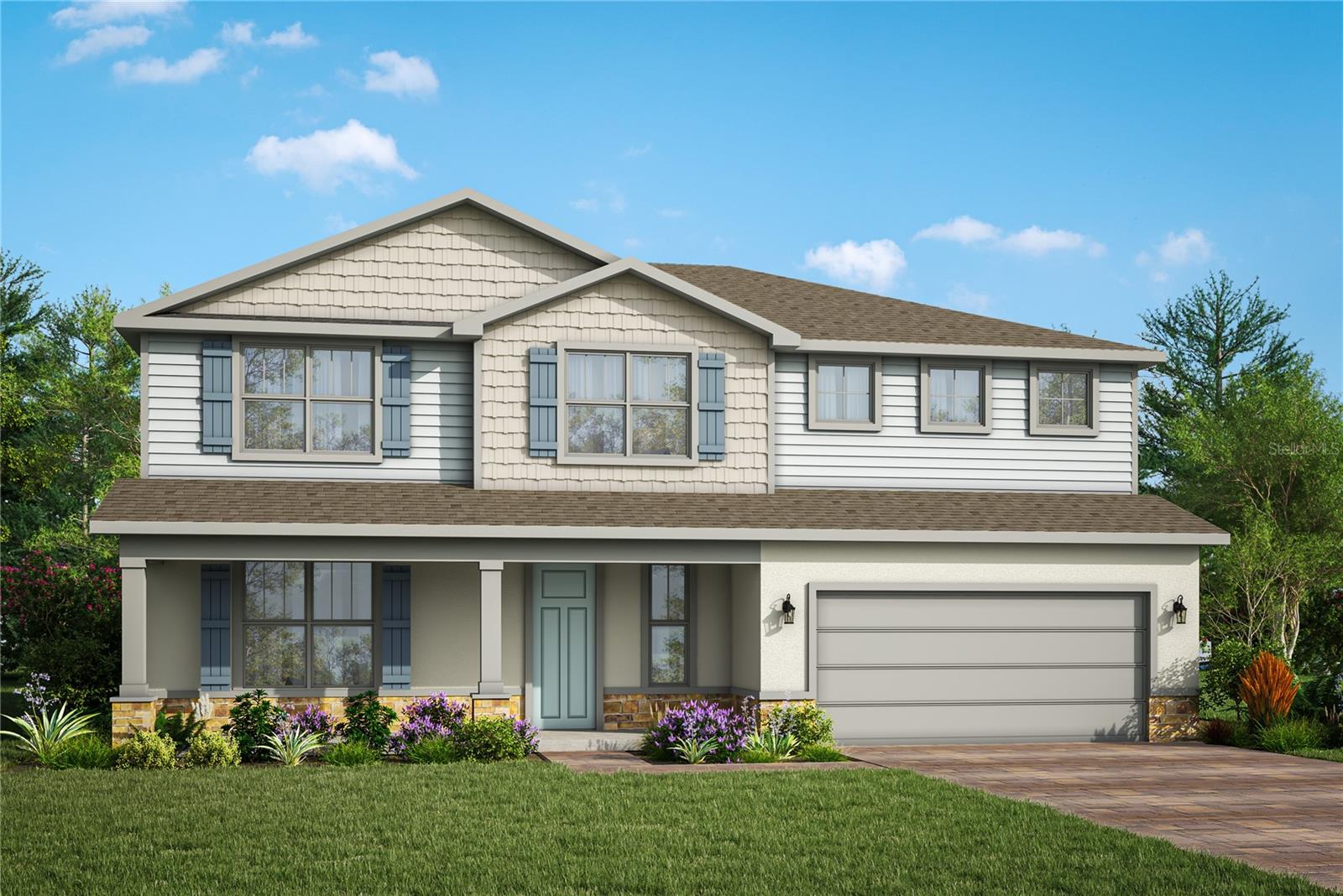 Under Construction. Ready in November! The Clementine is a thoughtfully designed two-story floor plan offering 4 spacious bedrooms, 3.5 bathrooms, a 3-car tandem garage, a generous loft, and a study. With an open-concept layout designed for modern living, this home delivers the ideal balance of space, flexibility, and function. From the moment you arrive, you'll be welcomed by a charming covered front porch. Step through the impressive 8-foot-tall front door into a bright, airy foyer with soaring 9'4" ceilings throughout the first floor, creating a spacious and inviting feel. At the heart of the home is a bright, open kitchen, dining, and great room combination—perfect for both everyday living and entertaining. The chef-inspired kitchen features 42" upper cabinets, a large island, abundant counter space, a pull out trash can drawer, a walk-in pantry, and stainless steel appliances including a gas range. Triple 8-foot-tall glass sliders off the great room open to your covered lanai, blending indoor and outdoor living. The home also includes an arrival room off the 3-car tandem garage, ideal for a drop zone or extra storage. Upstairs, you'll find a spacious loft providing additional room to relax or gather, along with four bedrooms, three full bathrooms, and a large laundry room. Through double doors, the luxurious primary suite features an oversized walk-in closet and a spa-like bathroom with dual vanities, creating a private retreat within your home. The Clementine is a flexible floor plan that easily adapts to your lifestyle—whether you're hosting, working from home, or simply enjoying quiet family time. As a homeowner in Eden Crest, you'll also enjoy resort-style amenities including a zero-entry pool, private cabana with grills, a playground with swings, a dog park, and scenic walking trails—all designed to elevate everyday living. DISCLAIMER: Photos and/or drawings of homes may show upgraded landscaping, elevations and optional features that may not represent the lowest priced homes in the community. Pricing, Incentives and Promotions are subject to change at anytime. Promotions cannot be combined with any other offer. Ask the Sales and Marketing Representative for details on promotions.