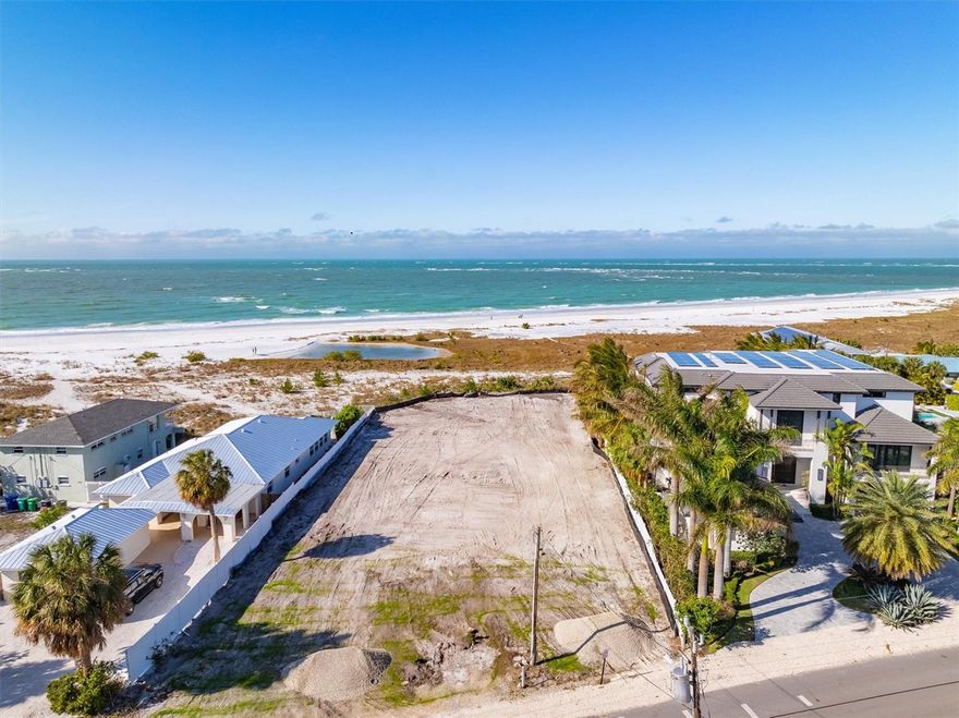 Stunning estate sized Gulf-front property located at 769 N Shore Dr, Anna Maria, FL. This cleared lot is almost one full-acre with 102' of beach frontage, offering direct access to the pristine white sand beaches of the Gulf of Mexico. Full 180-degree views of the beach and Gulf of Mexico. Year-round sunset views.  Enjoy the convenience of walking to the charming restaurants and boutique shops of Anna Maria from your dream coastal haven.
