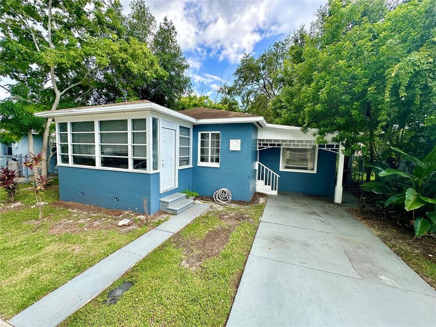 Welcome to your solid block updated dream home in vibrant Saint Petersburg, FL, located just a short walk to downtown with no flood insurance required. This 3 bedroom 2 bath home has been carefully updated with newer HVAC, electrical, and water heater. Enter the lovely enclosed front porch where you can sip a cup of morning coffee. As you step through french doors into a cozy living room perfect for entertaining friends, the open floor plan welcomes you to enter a beautiful kitchen with custom wood cabinets and sparkling quartz countertops. There are wood plank vinyl flooring throughout the home and the bathrooms have been updated with new tile, vanities and fixtures. There are two bedrooms with a bath in the main area, as well as a third bedroom with ensuite bathroom and laundry space with stacked washer/dryer. A fenced backyard with a fire pit provides a safe space to relax under the stars or in an afternoon in a hammock reading your favorite book. This home offers easy access to the area's best dining, shopping, and entertainment destinations. Whether you're strolling along the waterfront, exploring downtown's cultural attractions, or soaking up the sun on the nearby beaches, this is coastal living at its finest. Don't miss your chance to make this delightful home yours and experience the quintessential Florida lifestyle!