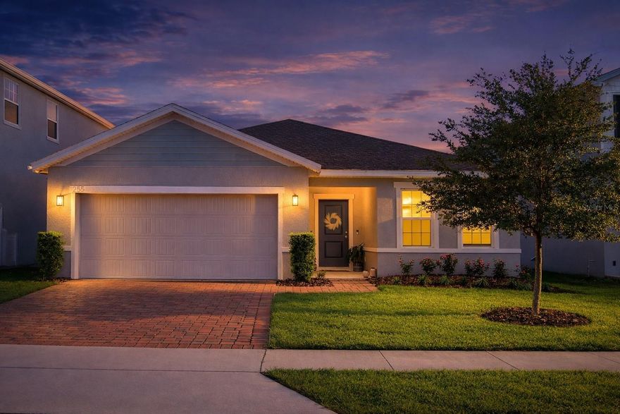 Built in 2022, this immaculate 4 bedroom, 2 bath home offers modern comfort just one mile from charming downtown Mount Dora.  Thoughtfully upgraded with stylish cabinetry and durable, high-quality flooring, the interior blends functionality with contemporary design.  Step outside to a fully fenced back yard retreat featuring a covered patio and inviting fire pit - perfect for relaxing evenings or entertaining family and friends.  Ideally positioned facing a tranquil pond, the home enjoys added privacy and peaceful views.