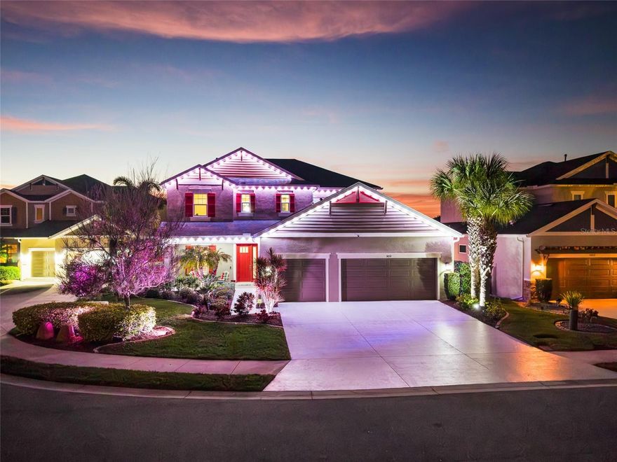 Come Experience spacious waterfront luxury in the heart of the Sarasota/Manatee region.  Recognize the pride of ownership immediately with this meticulously maintained home. The NEW PAINT, NEW HURRICANE WINDOWS, NEW GUTTERS, and POLYASPARTIC COATING (Epoxy) on Driveway and garage are previews of the care found in this home. Upon entering, be greeted by the volume, trayed, designer ceilings and custom millwork, hard wood like floors and wonderful lake views. In addition to the top of line finishes, the layout of this home provides convenience and can easily accommodate any lifestyle. A dedicated office is adjacent to the front door. A formal dining room as well as an eat in kitchen with a huge island allows easy entertaining. Entertain, cook, and relax in this open concept kitchen with miles of granite countertops. If you need more areas to cook the CUSTOM OUTDOOR KITCHEN provides the perfect place to grill a steak while watching the sunset. Enjoy the pool and covered lanai area any time of day. The COATED DECK, CUSTOM LIGHTING, RETRACTABLE AWNING and view will have everyone wanting spend time outside. The primary suite is situated on the first floor, where you can awaken to beautiful lake views where the waterfowl put on a daily show. Upstairs finds a large central loft perfect for a kid’s play area or use as an additional entertaining area with the WET BAR that includes a wine refrigerator. The adjacent dedicated media room is perfect for the big game, or the new blockbuster. There is no need to go out to the movies. There are three additional bedrooms upstairs. One could be considered a second primary as it includes an en-suite bath and walk in closet. This is a perfect multigenerational home. All bedrooms have upgraded closet systems. Additional upgrades include a Shingletech roof coating, advertised to increase ROOF LIFE by an ADDITIONAL 30 YEARS, water softener and reverse osmosis system, central vacuum, and murphy bed in one bedroom. This home is situated in the quaint gated community of Arbor Reserve. Arbor Reserve has fewer than 100 homes and includes a community pool and playground. It is situated minutes from UTC mall, SRQ Airport, and is halfway between downtown Sarasota and Bradenton. Nearby find Aldi, Publix, Walmart Neighborhood Market, multiple restaurants and shopping.