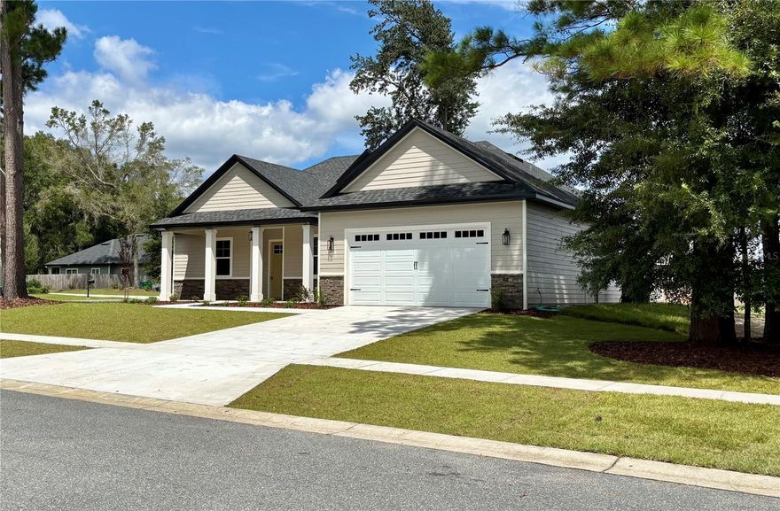 Under Construction. New Construction for sale! This one is almost ready to move into within the next few weeks! Brand new “CHERISE” model by Square D Construction is now available in the very desirable Weston Oaks Subdivision of High Springs. This Beautiful 2118 sqft 4 bedroom 3 bath home (3011 sqft under roof) boasts 10 foot ceilings throughout with 11'ft tray ceilings in the Master bedroom and Living Room. Luxury Vinyl Plank flooring runs the full length of living and dining area right into your brand-new custom kitchen with all wood cabinets and stunning quartz countertops. This home sits on a 1/3 acre corner lot in one of the best neighborhoods in High Springs. Currently planned for completion September 2025... Hurry and take a look, this one won't last long!