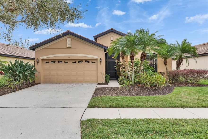 PRICE ADJUSTMENT…. YOUR SEARCH IS OVER!!! Located in the beautiful highly desirable gated 55+ Southshore Falls Del Webb Community. 2 bedrooms and an additional flex room (office/study/den/hobby room with beautiful glass doors) 2 bathrooms and 2 car garage. From the moment you arrive at this immaculately maintained home you will sense the pride of ownership. This home is perfectly situated on beautiful lot (landscaping maintained by HOA) and is move-in ready. As you enter through the decorative front door into the gorgeous foyer you will be impressed with the open spacious floor plan, tile on diagonal with a custom design insert. BRAND NEW LUXURY FLOORING IN LIVING ROOM, DINNING ROOM, STUDY & PRIMARY BEDROOM.  Crown molding throughout the home with tasteful overhead lighting. A Large bright chef's dream gourmet kitchen with beautiful tiled backsplash, granite countertop, with plenty of workspace, gorgeous 42" cabinets, recessed lighting, breakfast bar and a large pantry closet. Relax with your morning coffee in the bistro area. Spacious living room and dining & sitting room providing the perfect open floor space for entertaining. The large master suite includes, a large walk-in closet, adjoining bathroom with double vanities and a large walk-in shower. As you step outside into your HUGE private lanai to Perhaps enjoy a cup of coffee or an adult beverage with a good book or watch the ever-changing views of nature Many upgrades including granite countertops, plantation shutters crown molding, ceiling fans and extended tiled extended lanai. Relax and enjoy an active adult lifestyle with resort style amenities: 14,000 sq.ft. clubhouse offers billiards, coffee/internet cafe, state of the art fitness center, library/card room, hobby/craft room and grand ballroom for parties and events! A sparkling lagoon pool and spa, resistance pool. Bocce ball, pickle ball courts, tennis courts and a putting green trail. Private roads with nature and walking trails, sidewalks and biking. Plus, the community offers numerous activities and social/special interest clubs. This gated 24-hour manned guarded community has everything you could ever need so there’s always something to do! Truly a wonderful place to entertain family and friends! Located near shopping, waterfront dining, and a short drive to the beautiful Florida beaches! No CDD. Call for an appointment to view this stunning home. Easy to view. You will not be disappointed. Welcome to your own piece of Paradise! Some furniture available