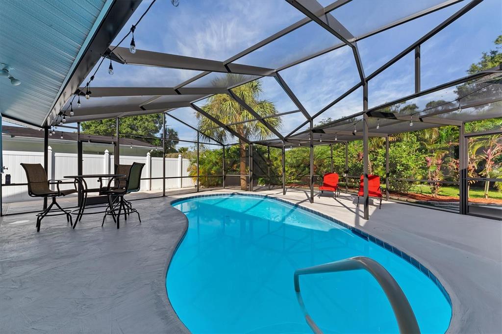 Welcome to Casa Suncrest! You will fall in love with this 3 bedroom, 2 bath, single family home with its lushly landscaped back yard and private heated pool deck. The fully screened Lanai has ample seating for sunbathing and al fresco dining. Grill your catch of the day on the gas grill, located in the outdoor kitchen, while watching the outdoor TV. This wonderful mid-town location is close to the world-renowned Siesta Key Beach and minutes from the vibrant downtown Sarasota's many restaurants, shops and cultural venues. Historic St. Armands Circle is also close by as well as beautiful Lido Key. For those rainy days, head to UTC Mall, where you will find a plethora of shopping and dining options. Upon entering this lovely home, you will notice the well-stocked kitchen, featuring stainless appliances, granite counter tops and a center island. The comfortable living area has a Smart TV, there is Wi Fi throughout, and this home comfortably sleeps six. The Master bedroom has a King bed and is ensuite. The second bedroom has two twin beds and the third offers queen sleeping accommodations. The new Legacy Trail is minutes from this home, for biking and walking, head north to Downtown Sarasota or as far south as Venice. Like to kayak? There are many places to rent kayaks for the day or take a guided tour through the mangrove tunnels. Paradise awaits you! ($150 cap on electric, guest pays to heat pool) (Currently booked for January to end of April, 2025)