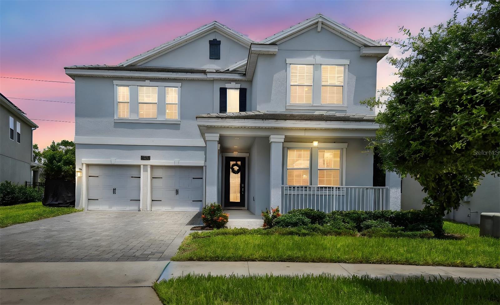 Beautiful 2-story home in Lake Nona in the serene community of Storey Park. Enter the home from the cozy front porch through a beautiful glass front door. Open-concept first floor features high ceilings, and a spacious kitchen overlooking the dining room, and family combo areas. Enough space for the entire family to relax and enjoy. Modern gourmet kitchen features Stainless Steel appliances, sleek Quartz counters, center island, glass backsplash, huge pantry, and coffee bar. The primary bedroom suite is conveniently located downstairs, an expansive room with tray ceiling and walk-in closet, plus deluxe bath with double sink vanity, glass walk-in shower, and soaking tub. First floor also features half bath for convenience and guests, and laundry closet. Beautiful ceramic plank tile flows seamlessly throughout the first floor for a cohesive look with high ceilings elevating each room. Make your way upstairs to find a huge game room/loft, 4 additional bedrooms, 3 full baths, and a full laundry room. Ceiling fans, window blinds and drapes throughout. As you step out back the home opens to a screen patio with privacy hedges, plus there’s an open patio and free-standing hot tub. Backyard is fully fenced with wrought iron and there’s a gate to access back ways to community amenities. Home site is situated in the back of the neighborhood so its very private, serene, quiet and has no rear neighbors! A perfect place to relax and entertain. Additional features include tandem 3-car garage and paver driveway. The owners added multiple upgrades including the screen patio, back paver patio, fencing, new sod… and the Sellers are including the shuffleboard table and hot tub for your family’s enjoyment. This prime location offers you a lively resort lifestyle community loaded with luxury amenities to enjoy - resort pool, lap pool, splash pad, Jacuzzi spa, 24-hour fitness center, game room, food pavilion, basketball, tennis, beach volleyball court, football/soccer field, miles of nature trails, dog park, numerous parks, community events and more. Low HOA fee includes high-speed internet, cable, and phone. Premier solar community; this home also features leased solar panels that significantly reduce your electric costs. Embrace eco-friendly living and cost savings on your utility bills with this Solar Powered Home!! Excellent School District - zoned for the brand-new Innovation High School, and Innovation Middle!!! Great location, easy access to 417 and 528 Expressway. Only minutes from Lake Nona Medical City, UCF School of Medicine, Valencia Community College, USTA (United States Tennis Association), Lake Nona Town Center, Boxi Park, VA Hospital, International airport, and much more.