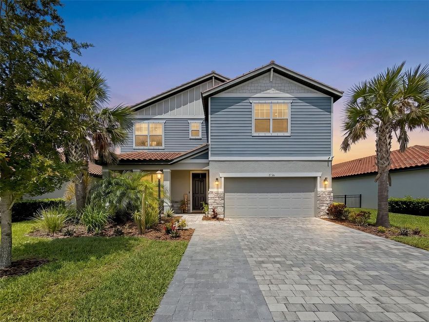 Welcome to 3726 Savanna Palms Court, a METICULOUSLY maintained & thoughtfully STEWARDED 5-bedroom, 3-bathroom Meritage home located in Savanna, one of Lakewood Ranch’s most desirable gated communities! Offering exceptional amenities, beautiful surroundings, & an outstanding location, Savanna delivers the Florida lifestyle buyers are searching for. NOTABLE UPGRADES include WHOLE-HOME DEHUMIDIFICATION system, EV CHARGING CIRCUIT, UV AIR FILTRATION, whole-home WATER SOFTENER & FILTRATION system, network tech. cabinet with CAT wiring throughout, EPOXY-COATED garage floors, & overhead garage storage & shelving, & MUCH MORE! See Attached Feature Sheet! Designed with both everyday living & entertaining in mind, this impressive residence features an open-concept floor plan that blends functionality, comfort & style. Upon entering, you’re greeted by a spacious foyer accented by tray ceilings & beautiful ceramic tile flooring that flows throughout the main living areas. A versatile front room offers endless possibilities for a home office, formal sitting area, or playroom. The heart of the home is the stunning kitchen, where modern design meets practical functionality. Featuring stylish two-tone cabinetry with built-in organizers, granite countertops, a contemporary mosaic tile backsplash, HIGH-END appliances, a spacious center island, & a perfectly positioned walk-in pantry, this space is sure to impress. The kitchen flows seamlessly into the dining & living areas, creating the ideal setting for entertaining & everyday living. Large windows fill these spaces with natural light while showcasing tranquil POND views. The first floor also offers an ideal guest space, featuring a spacious bedroom adjacent to a beautifully appointed full bathroom with a modern vanity, tiled tub/shower combination, and contemporary finishes. Upstairs, a modern staircase leads to a spacious loft/media room, perfect for movie nights, a game room, study space, or family room. The luxurious primary suite serves as a true retreat, highlighted by peaceful water views, tray ceilings, & abundant natural light. The spa-inspired ensuite bath features dual vanities, a walk-in tiled shower, a relaxing soaking tub, & a stunning picture window that beautifully frames the pond views. The IMPRESSIVE WALK-IN CLOSET, measuring approximately 10.5’ x 19’, is a true showstopper, offering exceptional storage & organization space. Three additional generously sized bedrooms share a well-appointed full bathroom with dual sinks & a tub/shower combination. One of these rooms also features an ample sized walk in closet. Also on the second level, the expansive laundry room includes cabinetry, additional storage space, and a utility sink. Step outside & discover your own private outdoor retreat. The covered paver lanai overlooks tranquil pond views, creating the perfect setting to enjoy morning coffee, entertain guests, or take in breathtaking Florida sunsets. Sealed pavers, custom landscape & garden beds, HardiePlank siding, & an expanded driveway further enhance the home’s curb appeal & functionality. Residents of Savanna enjoy resort-style amenities, including a clubhouse, swimming pool, fitness center, basketball courts, playground, dog park & more! Conveniently located near highly regarded schools, downtown Sarasota, St. Petersburg, world-class shopping, dining & the renowned Gulf Coast beaches, this exceptional home offers the perfect blend of luxury, comfort & Florida living.