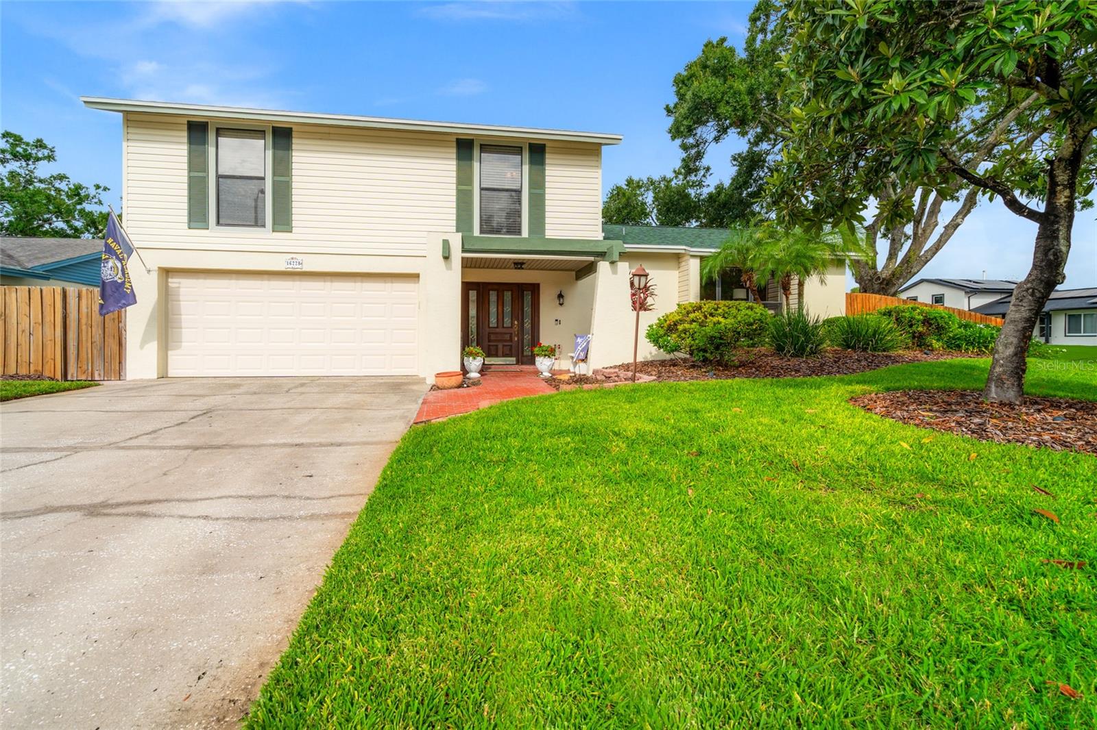 This stunning, well-kept 4-bedroom, 2.5-bathroom pool home is situated on an oversized corner lot in the sought-after, tranquil Northdale
neighborhood. The backyard is enclosed and professionally landscaped, creating an oasis-like atmosphere. The two-level lanai spans nearly the entire width of the house and is fully screened in, along with the pool. There is ample space for barbecuing or entertaining family and guests. Quadruple sliding doors open to the spacious backyard. Upon entering through the double panel wood grain door with bevelled edged glass, you are welcomed by a tiled foyer. The family room features a chip lap wall and leads to the laundry room, which includes a new washer and dryer. The kitchen has been updated with new cabinets and quartz countertops, along with all-new stainless steel appliances. The roof was replaced in 2025, the hot water heater is relatively new, and the HVAC system has been updated and carefully maintained. This home is equipped with a transfer switch for generator use. The pool has recently been mar-cited, and the entire deck has been repainted; it also includes an outdoor pool shower and newer pool equipment. New hurricane resisitant garage door and new opener. There is NO CDD, and the HOA fees are very low and optional. The property is located near A-rated schools, shopping, and offers quick access to the airport. This home will surpass all your expectations!