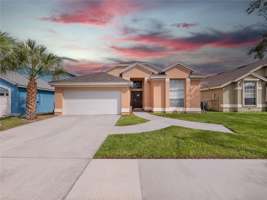 MOVE IN READY! This beautiful luxury inspired 3 bedroom 2 bathroom 1700 SQ ft POOL home is fully remodeled and a SHOW STOPPER! BRAND NEW ROOF, HVAC and APPLIANCES! Located in the highly desirable community of Deerfield, don't miss your chance to own this modern masterpiece in Hunters Creek. As you step inside you will be greeted with a charming foyer which leads into this fantastic open floor plan with high ceilings and plenty of space! The property is laid out in a luxury wood plank tile flooring with NO CARPET! Perfect for entertaining, this property has two living room/family room spaces, dinette space and a gorgeous sleek/modern kitchen~ Kitchen comes equipped with stainless steel appliances, Quartz counters, extended island with bar seating, Farm-House Sink, and Recessed Lighting. Step inside your spacious Master Bedroom with high ceilings, crown molding and a large Walk-in closet with custom shelving! Master Ensuite comes with Dual Sinks, Updated Vanities, Seamless Shower and Soaking Tub with private access to the pool area! The remaining bedrooms also come with a beautiful wood plank tile floor, ceiling fans, and share the second full bathroom which has also been updated! To Top it all off, enjoy your PRIVATE POOL and custom built fire pit layed out in beautiful pavers with plenty of space for sitting around the fire! Whether you are enjoying a coffee or entertaining guests, the backyard area is a dream oasis! Conveniently located close to the John Young Elementary School, great shopping, restaurants, 417, I-4 and much more. Fall in the love with YOUR NEW HOME! Show today before this home is sold!