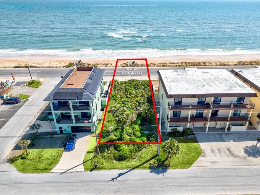 This Flagler Beach lot boasts deeded beach access and unobstructed Ocean Views! This prime piece of land presents an exceptional opportunity to build your dream home or an investment property in a sought-after beachfront location. Experience the allure of coastal living with easy access to the serene waters and captivating vistas of the ocean. Zoned as Commercial Tourism (TC) allows for Short-Term Rental Opportunity or to build your Forever Home. Being located in Flagler Beach showcases a charming coastal town atmosphere, nestled between St. Augustine and Daytona Beach which are just a 30-min drive. It's known for its laid-back atmosphere, pristine beaches, and unspoiled natural beauty and offers a more relaxed experience. Call about this Opportunity today!