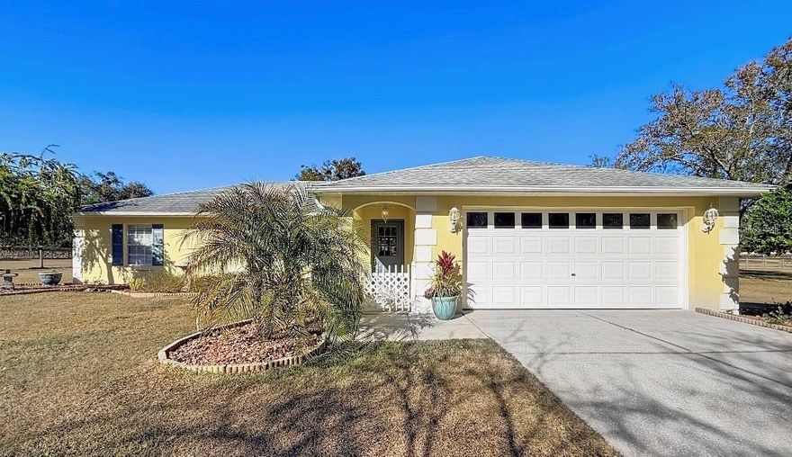 Leave the noise behind and step into a tranquil slice of Florida country living in the highly desirable community of Summerfield. This pristine, move-in ready 3BD/2BA home is nestled on three-acre fully fenced in parcel, offering privacy, and versatility. A solar/electric gate entrance sets the tone as you arrive at this peaceful retreat. Perfectly suited for equestrian enthusiasts, hobby farmers, or anyone craving space and freedom. The property features a massive 60x40 metal barn complete with water, electric, and 220/110 outlets. The thoughtfully cross-fenced acreage includes two existing horse stalls, a chicken coop, and ample open space ideal for livestock, gardening, or recreational vehicles. Inside, the home welcomes you with sun-filled open living spaces, enhanced by fresh neutral finishes. a thoughtfully designed floorplan for both comfortable daily living and effortless entertaining. Every inch of this meticulously maintained home reflects careful pride of ownership and quality upgrades, offering peace of mind to the next owner. Enjoy the calm and beauty of rural surroundings while remaining just minutes from shopping, dining, healthcare, recreation, and the Villages, providing the perfect balance of seclusion and convenience. Recent notable upgrades and improvements. (2018) entire home, all new plumbing, water softener system installed, hot water heater replaced, hot water access outside. (2025) new HVAC system install, all air ducts replaced and updated, ceilings updated throughout bedrooms, living room, kitchen, and dining room, fresh interior paint in designer inspired neutral tones, and stylish urban farmhouse lighting fixtures. Whether you're looking to establish a homestead, downshift into a slower pace of life, or secure a private country retreat, this exceptional property is truly ready to welcome you home. Schedule your private showing today and experience firsthand the comfort, peacefulness, and quiet lifesytle this hidden country oasis has to showcase.
This is more than a home-it's a way of life.