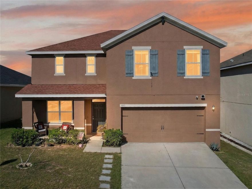 Welcome to this beautifully maintained Galen model, a spacious two-story home offering 4 bedrooms and 2.5 bathrooms in the heart of Davenport. Designed with flexibility in mind, this home features a versatile flex room—perfect for a home office, den, or additional living space to fit your lifestyle.
The main level boasts tile flooring throughout, providing both durability and a clean, modern look. The open-concept layout seamlessly connects the living, dining, and kitchen areas, making it ideal for everyday living and entertaining. The kitchen comes fully equipped with all major appliances, and the home also includes a washer and dryer for added convenience. Blinds are already installed, making this home truly move-in ready.
Upstairs, you’ll find four generously sized bedrooms, including a comfortable primary suite with ample space to relax and unwind.
Step outside to enjoy the fully fenced backyard, offering privacy and room for pets, play, or outdoor gatherings. The extended patio creates the perfect setting for entertaining or simply enjoying Florida’s beautiful weather.
Additional highlights include a roof replaced in 2025, NO CDD fees, and a low HOA—helping keep your monthly costs manageable.
Conveniently located just minutes from I-4, shopping, dining, and entertainment, this home combines comfort, value, and accessibility.
Don’t miss the opportunity to make this versatile and well-appointed home yours!