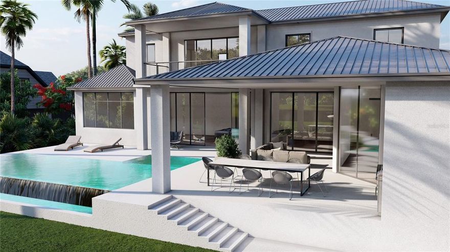 Under Construction. Rarely available new construction in the exclusive neighborhood of Bird Key. This coastal contemporary design will feature custom cabinets, stained cypress ceilings in the outdoor areas, concrete block construction on the 1st and 2nd floor, Mirage wood flooring, 11 foot ceilings, and quartz countertops. The plans for this home were created with an emphasis being placed on creating a stunning outdoor living area. The connection between the interior and exterior spaces drove the architecture for this home. Open spaces from the great room, kitchen and dining room seamlessly lead to the covered outdoor areas. The outdoor living space in this home has seating for twelve adjacent to the outdoor kitchen and room for multiple sofas by the outdoor television. The master is on the first floor along with a den/study. The second floor will feature 3 bedrooms and a great room leading to a second floor balcony. All of the bedrooms will have ensuite bathrooms and walk in closets. This home is conveniently located minutes away from St. Armand's Circle and downtown which offers shopping restaurants and more.