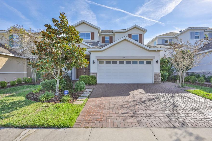 Welcome to this beautiful 4-bedroom, 3-bathroom single-family home located in the highly desirable Waterset community in Apollo Beach. Offering 2,303 sq. ft. of comfortable living space, this Park Square Union Series “Montane” model features a thoughtful layout, modern upgrades, and exceptional community amenities. The home presents a grand and welcoming entrance, high ceilings, and an open-concept design that flows seamlessly throughout the main living areas. The kitchen is designed for both everyday living and entertaining, featuring a large central island, granite countertops, 42-inch Timberlake maple cabinets, stainless steel appliances, a gas range, and a high-arched faucet. The home is equipped with multiple energy-efficient features including a 16 SEER HVAC system, Wi-Fi smart thermostat, Wi-Fi-enabled front door lock and garage opener, low-E double pane windows, R-30 attic insulation, foil-backed roof decking, and a tankless gas water heater. One full bedroom and bathroom are located downstairs, ideal for guests, in-laws, or a private office, while the spacious primary suite is located upstairs along with two additional bedrooms and bathrooms. The primary suite includes a tiled walk-in shower with glass enclosure, a garden tub, double sinks, and a generous walk-in closet. The laundry room also includes its own dedicated water closet for additional storage or functionality. Outdoor living is enhanced by an 8' x 30' screened-in lanai, an extended paver patio, and a fully fenced backyard that provides both privacy and space for relaxation or gatherings. The exterior has been upgraded with pavers surrounding the home and an extended driveway to accommodate larger vehicles. The garage features upgraded flooring that adds a clean, finished look. Waterset offers a resort-style lifestyle with multiple community pools, fitness centers, scenic walking and biking trails, playgrounds, parks, and pet-friendly amenities. The community is conveniently located near private schools, daycares, Publix, Sprouts, Crunch Fitness, and The Yard plaza, which features dining, salons, pet stores, and additional retail options.Up to two small pets under 25 pounds are allowed. The home is available for immediate move-in, and HUD and Veteran vouchers are accepted. This home offers comfort, space, and convenience in one of Apollo Beach’s most vibrant communities.