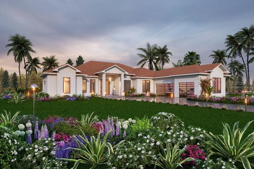 One or more photo(s) has been virtually staged. Under Construction. New construction! Welcome to the custom-built masterpiece where modern comfort meets an incredible design. This stunning home features 4 bedrooms, 4 bathrooms, and 5,122 Total sq ft of exquisitely crafted living space. Each detail has been meticulously curated to both elegance and functionality. The living room’s vaulted ceilings, set a warm and inviting tone with direct view to the pool and backyard. Second master bedroom with direct access to the patio and pool. Large modern windows flood the space with natural light, offering breathtaking views. Designed with an open and split layout, this home is perfect for both intimate relaxation and lively gatherings. At the heart of the home is a gourmet kitchen, ample counter space, breakfast nook and a walk-in pantry. Adjacent to the kitchen, the dining area seamlessly accommodates everything from casual meals to formal dinner parties. The primary suite is a luxurious haven, featuring dual walk-in closets, a spa-inspired soaking tub, and a modern shower and a relaxation area with direct views to the pool and backyard. 
Situated on a 2.0-acre lot (hard to find in Orlando area!), raised to 4 feet construction bed to avoid any future flood! This single-story residence with tiles roof and dual zone A/C epitomizes Florida’s indoor-outdoor lifestyle. Your parklike backyard oasis is with an extended covered patio and a swimming pool, summer kitchen, pickleball court, gazebo, and a firepit for year-round entertaining. With Circular driveway for side entry to the 3-car garage. Driveway: you’ll have ample space for vehicles and additional storage. Living in St. Cloud, close to Lake Nona is more than just owning a home—it’s embracing a lifestyle of wellness, luxury, and innovation. Stroll through scenic trails, unwind in serene parks, or find inspiration in the community’s Sculpture Garden. Top-rated schools, world-class healthcare, and the vibrant Lake Nona Town Center are just moments away. Conveniently located only 20 minutes from Orlando International Airport, 40 minutes from the beach and 40 minutes from theme parks. No HOA!!!  
Stainless-steel, state of the art appliances included (modern 4 Door refrigerator, induction cooking range, dishwasher, microwave, free standing oven, washer, dryer, cooking hood etc.)
Quartz countertops, summer kitchen in the covered patio, Circular driveway for side entry to the 3-car garage
Driveway extended to the backyard for additional parking and partying topped with, Standard sized pickleball court with lightings for night games
Manicured modern salt water heated pool (32 feet x 16 feet with 6 feet depth) with water falls and fire balls with water fall and extended pool decks! Gazebo on the side of the pool to entertain your guests with barbeque facilities. Storeroom on the back side of the gazebo for generator and pool/lawn equipment storage, Wood burning fire pit with walkways from the pool deck. 
Fence with 6-foot vinyl fencing around the house and backyard, Front wall and gate artistically designed with stone walls for safety and privacy with adequate lightings, security camera and front wall and remote-controlled gate.
This residence offers the perfect blend of tranquility and accessibility. Whether you seek a peaceful sanctuary or an entertainer’s dream, this home is designed to exceed your expectations. Don’t miss the opportunity to make this exceptional property yours!