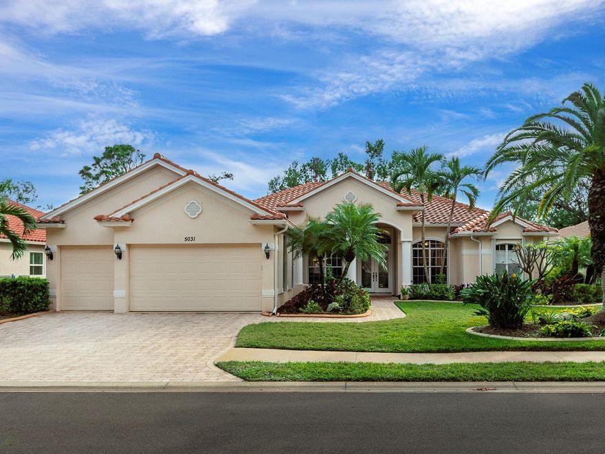 This stunning four-bedroom, three-bathroom, pool home features a bonus den/office and a rare three-car garage, offering both space and versatility. Spanning over 3,000 square feet, it boasts the largest floorplan in Venetia, making it perfect for entertaining or enjoying an executive-style retreat. Buyers can move in with confidence, as this home has been meticulously maintained and upgraded, including a new roof (2024), new A/C (2021), complete replumbing (2016), a resurfaced pool, and whole-home accordion hurricane shutters. Inside, you’ll find a thoughtfully designed layout with both a living room and family room with wet bar, a formal dining room, and a cozy dinette with picturesque aquarium windows overlooking the lanai. The gourmet kitchen is a chef’s dream, featuring rich wood cabinetry, granite countertops, stainless steel appliances, and a spacious island with cooktop. The highlight of the home is the zero-corner sliding glass doors in the family room, seamlessly blending indoor and outdoor living. Step outside to your private oasis—a custom pool and spa, covered lanai, and a fully equipped outdoor kitchen, perfect for year-round relaxation and entertaining. Ideally situated on a tranquil street with park views and no through traffic, this home is just minutes from the beach. Plus, enjoy the perks of an active, amenity-rich community with low HOA fees and no CDD fee.