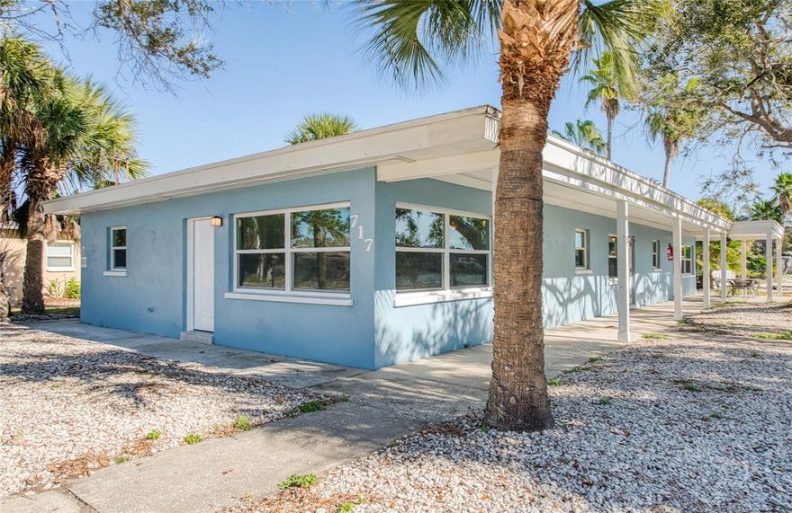 Location Location Location... Lease this fully remodeled 400 sqft studio apartment includes Electric/Water and has washer dryer hookups and or storage room just out side the back door all in the very desirable Indian Rocks Beach. You will love the water views...

This impeccably updated triplex features three fully redesigned to meet the expectations of today’s high-end vacationers and long-term tenants. Every unit has been upgraded with: • Brand-new contemporary kitchens with modern cabinetry, premium finishes, and new appliances • Fully remodeled bathrooms with stylish tile work and updated fixtures • New appliances throughout, ensuring a turnkey, maintenance-free experience • Refreshed interiors desgned for durability, comfort, and coastal appeal 
Two bedroom units includes in-unit washer/dryers, a highly desirable amenity for rental guests. --- ?? Premier Beachside Location Located along the coveted East Gulf Blvd corridor, this property offers: • Quick, easy access to the Gulf of Mexico (just one block away). Walk ability to local dining, boutiques, parks, and the charming heart of Indian Rocks Beach • A peaceful residential setting with the added appeal of nearby waterfront views. 

This location consistently attracts vacationers seeking the quintessential Florida beach experience. --- ?? Investment & Rental Advantages All units are approved for vacation rental use, making this an exceptional opportunity for investors seeking strong short-term rental income. With high demand for beach-area accommodations and year-round tourism, this property is perfectly positioned to deliver impressive returns. 

 Flexible ownership options include: • Operating all three units as short-term rentals • Living in one unit while renting the others • Holding as a long-term appreciating asset in a premier coastal market --- ?? Additional Features • Block construction • 5,500+ sq ft lot. Open and guest parking options,  Located in the desirable Bahia Vista subdivision 

?? A Rare Turnkey Coastal Asset With its full interior renovation, vacation-rental approval, and unbeatable proximity to the beach, 717 E Gulf Blvd stands out as one of the most compelling multifamily offerings in Indian Rocks Beach. Whether you’re seeking a high-performing investment, a personal coastal retreat, or both, this property delivers unmatched versatility and value.
 **Parcel # is being used for Unit ! listing # TB8493568 **