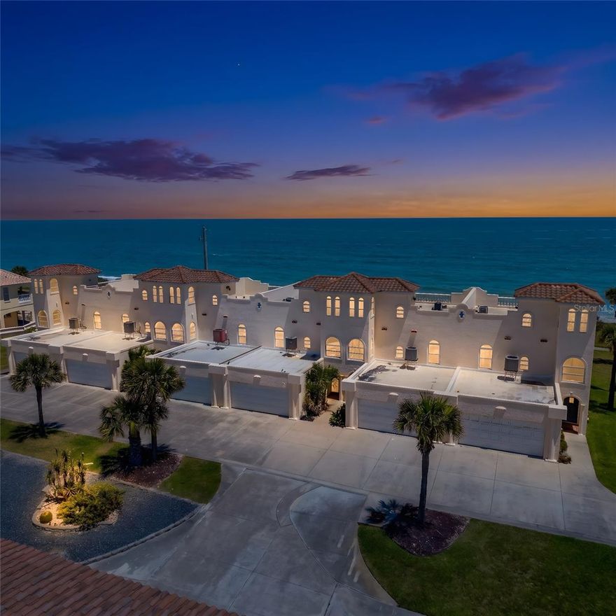 Experience carefree coastal living at its finest! Ideally located steps from the sand, 3400
Ocean Shore BLVD. is a spacious 3 bedroom/3 bathroom, direct-oceanfront unit located in
desirable Ormond-By-The-Sea, FL. Breathe in the salty air, explore the natural surroundings, and
enjoy sprawling seaside sights from your very own private roof-top deck – all while residing a
stone’s throw away from local attractions, shops, and restaurants.
A contemporary coastal design combined with custom finishes serve as the backdrop to this
pristine property. Featuring 1,797 square feet of luxurious living space, the oceanside oasis
highlights posh upgrades and fine details that impress the senses.
The welcoming foyer reveals warm wood tones, chic shiplap, and high ceilings, while an inviting
floor plan and inspiring views present indoor-outdoor living at its very best. A well-appointed
chef’s kitchen is the heart of the home, showcasing sleek custom cabinetry, a pull-out pantry,
granite countertops, and high end, stainless-steel appliances. Bright natural light and
unobstructed ocean views extend across the living, dining, and kitchen areas – creating a
comfortable great room for homeowners to relax or entertain.
An updated bedroom, bathroom, laundry room, and two-car garage with an Epoxy floor are
accessible via the first floor as well.
The custom light wood and black wrought iron staircase leads to a multi-purpose loft
overlooking the downstairs. A grand master bedroom is the center of rest and relaxation,
featuring scenic views, a clean, minimalistic design, custom built-in closets, and a spa-like
ensuite. High-end finishes are carried throughout the secondary bedroom and additional
bathroom, from soft-close custom cabinetry to a luxury shower enclosure and LED light-up
mirrors.
A conveniently located wet bar connects the resting quarters with roof-top paradise. Low-
maintenance Trek decking grounds the outdoor space, while a custom-built table-firepit combo
plus atmospheric spa create a serene and intimate setting for loved ones to gather.
With breathtaking panoramic views of the Atlantic Ocean and Intercoastal Waterway, this three-
story unit exemplifies beachside living. Kick up your feet, pour a refreshment, and experience a
freshly painted sky at sunrise or sunset. If you’re ready to create timeless memories in this
exceptional beachfront property, schedule your showing today!