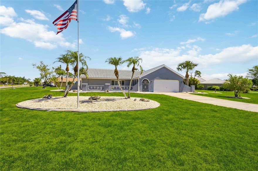 COUNTRY CLUB ESTATES – Beautifully updated 3BR/2BA home on an oversized .49-acre lot with a renovated pool, new roof, new lanai, fresh interior/exterior paint, new flooring, and updated A/C, electric panel, and water heater. Enjoy peace of mind with a whole-house Generac generator, full hurricane protection, and public water/sewer. Inside offers nearly 1,800 sq ft with an open-concept layout, split-bedroom floor plan, updated kitchen with stainless appliances, granite counters, and a spacious Florida/flex room. Step outside to your private oasis—expansive lanai, heated free-form pool, and plenty of space for entertaining. Located in North Port near Coco Plum, Wellen Park, Braves stadium, shopping, dining, and I-75. Optional golf and dining just a short cart ride to Heron Creek—without high HOA/CDD fees. Move-in ready and priced to sell!