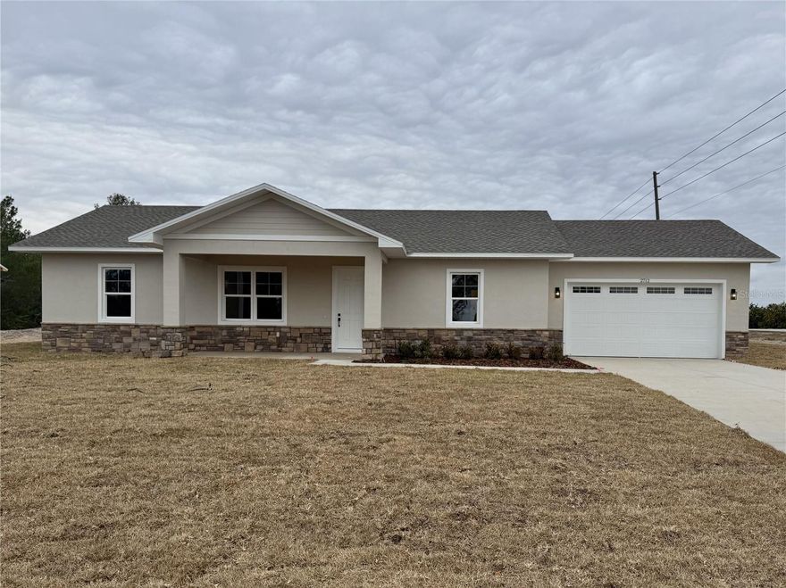 Welcome to your brand new 3-bedroom, 2-bath home where you can enjoy the best of country living with modern comfort and style! Step inside to an inviting open floor plan featuring a vaulted ceiling that fills the main living area with natural light. The spacious kitchen overlooks the living and dining areas - perfect for family gatherings and entertaining. Relax in the primary suite with its private bath and generous closet space. Two additional bedrooms offer flexibility for guests, a home office, or kids' rooms. The 2-car garage provides ample storage and convenience. This home combines modern design with country charm, making it the perfect retreat from the hustle and bustle - while still being a short drive to town amenities. Located in a USDA loan eligible area - no down payment option available. Buyer to verify eligibility with lender.