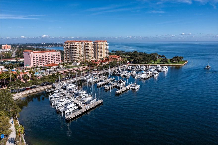 Vacant and ready for immediate occupancy. Always the most desired location within Vinoy Place, Tower 4 is known for the best sunrise views of Vinoy Park, the St. Petersburg Pier and directly overlooks the sparkling waters of open Tampa Bay. This 3 bedroom, 2.5 bathroom condo with 3,000 square feet of open living space has a private elevator entry directly into the foyer leading to the large updated kitchen and open living room/ dining room combo. All new appliances, 2 new AC units, and new washer and dryer.  Enjoy views of the water and downtown skyline from three balconies! The extra large primary suite is complete with a large walk-in closet, large master bathroom with dual sinks, original tile, soaking tub and separate shower. This condo also offers two additional bedrooms with jack-and-jill bathroom, a separate 1/2 powder bath and large laundry room with sink. Two assigned parking spaces, storage, 24 parking spaces for guests and 24-hour security gate. Premier location and easy accessibility to all that vibrant downtown St. Petersburg has to offer!