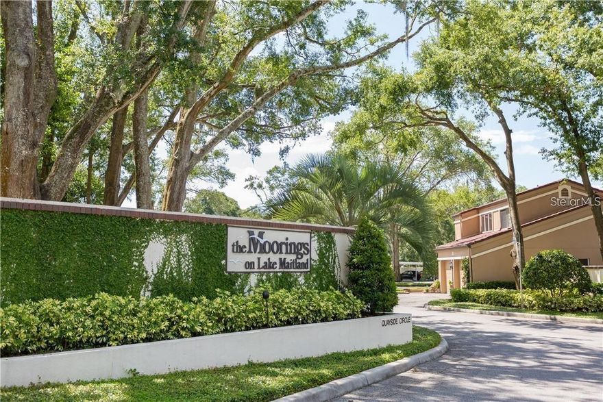 Welcome to The Moorings on Lake Maitland, one of the most in-demand communities in the area. Consider this unit, 3-bedrooms and 2-1/2 baths, approximately 1700 square feet of living space with a 1-car garage, and overlooking the beautiful peaceful courtyard, to be your blank slate. Gleaming wood floors and fresh painted throughout, it is just waiting for you to make it your own. You'll love this comfortable living space, and there is so much to work with! From the entry foyer you'll find the eat-in kitchen immediately on your right. Head through the kitchen to the spacious dining room, and into the living room with vaulted ceiling and zen garden view. Half-bath and inviting screened lanai complete the ground floor living space. Upstairs you'll find the large primary suite, also overlooking the courtyard, and two more bedrooms, both front-facing, and a full bath in the hallway. The laundry room with washer, dryer and utility sink is in the garage. The grounds, pool and club house are maintained by the community, so all you have to so is enjoy the ambiance of the beautiful grounds and the lakefront. The many advantages to this convenient location include being on Lake Maitland, and, easy access to necessities like grocery and drug stores, and restaurants within walking distance. This one is priced to sell, so don't miss this opportunity!