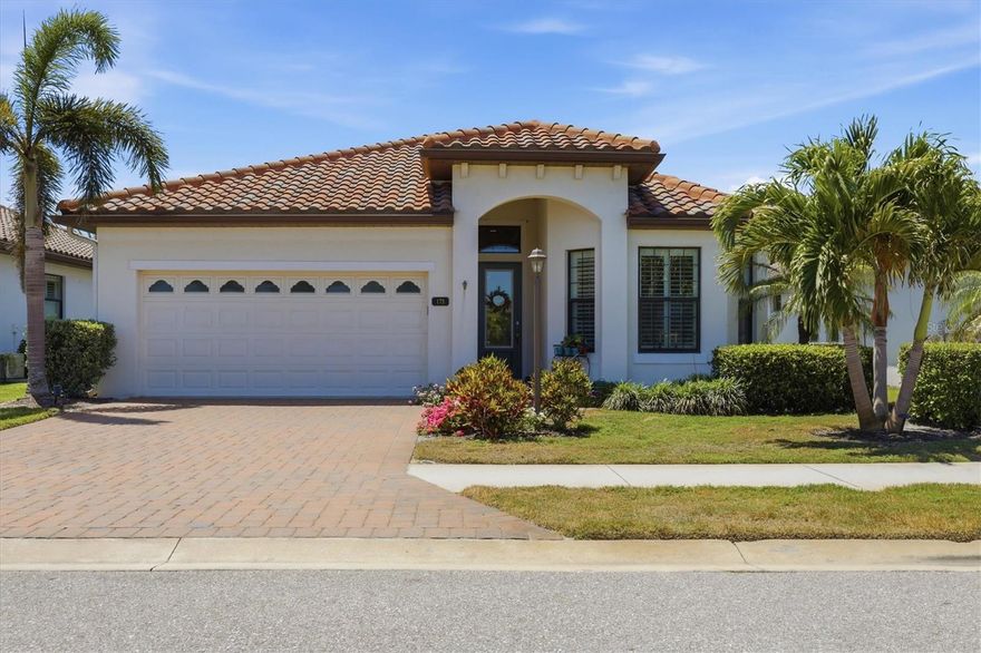 Enjoy a relaxed lifestyle in this 55-home gated community. No CDD! HOA maintenance fee is a low $367 monthly, includes lawn maintenance, clubhouse, pool, spa, 2 gates and all homes feature paver brick driveways and tile roofs. This house has the desired Valencia floorplan in Grand Oaks, featuring an open great-room design with a long breakfast bar and 2 bedrooms and a den/office. This home has a private pool for your personal use or enjoy the community pool just down the block. The flooring is mostly luxury vinyl plank with tile in the bathrooms. Gorgeous gray kitchen cabinets with soft close drawers and doors. You will love entertaining in this kitchen, it's wide open and has plenty of room for all your helpers. Centrally located between downtown Venice and I75 access. Convenient to shopping and restaurants.