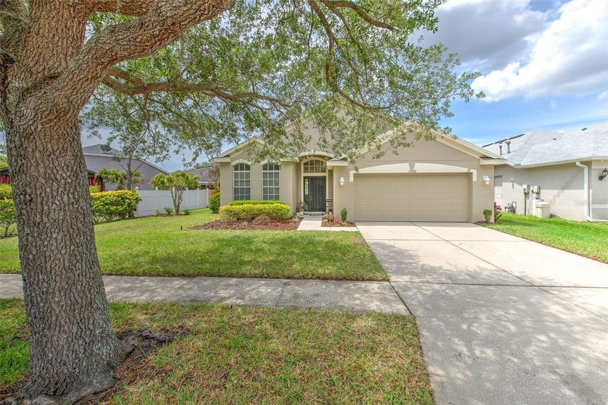 One or more photo(s) has been virtually staged. Welcome to this 4-bedroom, 2-bathroom Riverview home with no CDD fees and an HOA that covers cable, wifi, a resort-style pool, and more! This ready-to-move-in home boasts a 2025 roof, 2025 AC, brand-new kitchen appliances still under manufacturer warranty, paint, LVP bedroom flooring, light fixtures, and recently serviced whole-yard irrigation. As you walk into the living and dining rooms, you are greeted by abundant natural light and high ceilings. The generous kitchen features cabinets painted Sherwin Williams Sea Salt, all-new stainless steel appliances, and a breakfast nook area with a charming built-in bench, overlooking the open concept family room. The primary suite includes a large walk-in closet and an impressive ensuite bathroom featuring a walk-in shower, stand-alone soaking tub, dual sinks, and a private water closet. Step through the double doors of the primary suite, right into a secondary bedroom perfect for a home office, gym, nursery, or beauty room. Down the hall are the third and fourth bedrooms, as well as an updated full hallway bathroom. The indoor laundry room is complete with a storage closet and utility sink. Just down the road are the resort-style community pool, clubhouse, playground, and courts. Located just 1 mile from Marshalls, Home Goods, Publix, and Chick-Fil-A and 2 miles from I75.