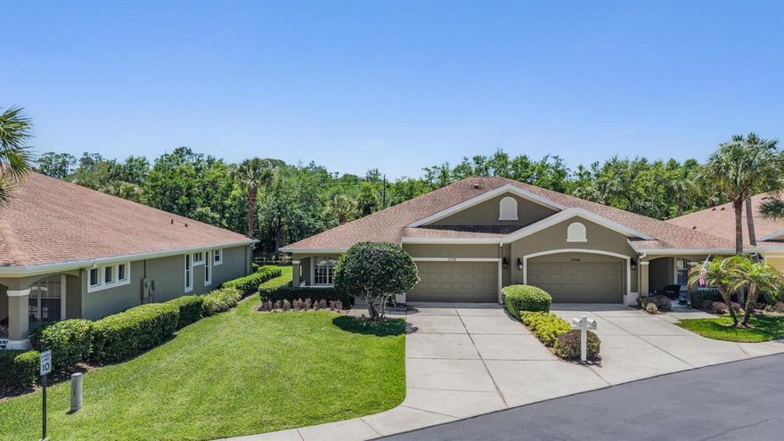 Welcome to this beautifully maintained 2-bedroom, 2- bath Villa in the highly desirable active 55+ community of Aston Gardens! Ideally situated close to the community recreation center and clubhouse, this home offers both convenience and a vibrant lifestyle. Step inside to a bright, open floor plan filled with natural light and high ceilings. Good size Great Room features a niche offering a built in desk and workspace.
The spacious Kitchen is a standout feature , boasting granite countertops, stainless steel appliances and dinette area. This home also includes a dedicated laundry room with a newer washer and dryer, cabinets, and wash sink adding ease and functionality. Large Primary Bedroom has door leading to the Lanai, ensuite bath, spacious walk in shower and double vanities. Relax and unwind in the large enclosed Lanai where you can enjoy a peaceful pond view year-round. Additional highlights include 1 car garage with separate storage room offering ample space for your belongings. This community offers a heated pool, hot tub, fitness center, continental breakfast provided daily and Sunday Brunch weekly. Calendar of events published monthly for your participation in featured events, restaurants, theater, lovely library, transportation within the community on golf cars, transportation provided with appointment to DR, Physical therapy, airport drop off and pick up. This Villa provides comfort, style, and an unbeatable location - perfect for enjoying the best of active adult living.