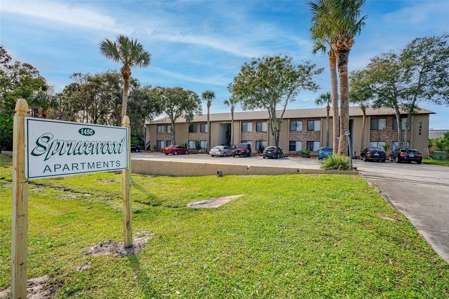 Sprucewood is right near the Daytona Beach Golf and Country Club and is composed of all one bedroom units measuring just under 700 SF each.  The average in place rent is $1,115, most recent leases are at $1,150 and newly advertised leases are starting at $1,200 per month.  The shingle pitched roof was replaced in 2021.  While a property wide remodel was not the intention, a lighter $7,000 per unit has been spent as needed since 2020 on HVAC units, appliances, water heaters, cabinets, countertops, flooring, etc. Seller has another offering of 27 units available. See MLS #R4907510.