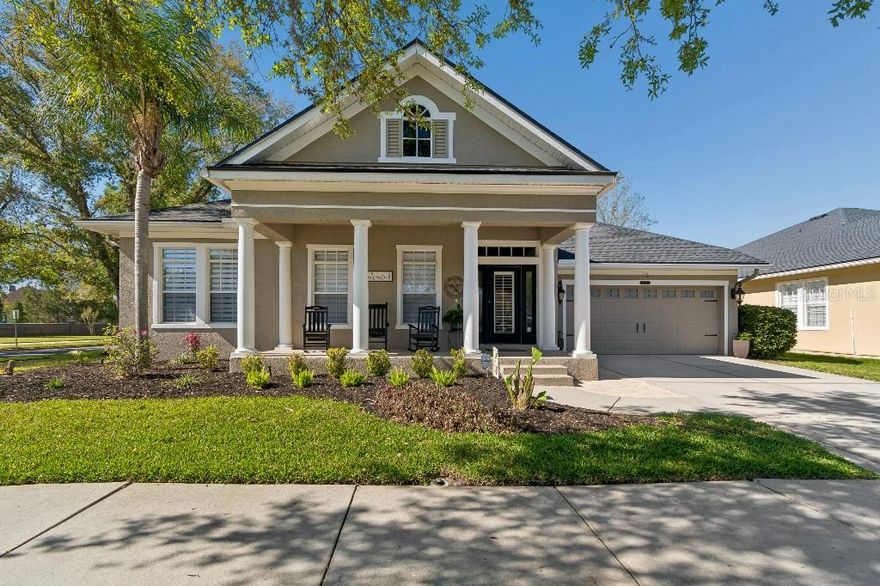 Beautiful home in The Arbors,  the prettiest part of this amazing family community of Connerton. Welcome to this beautiful David Weekly built Approximately 2,600SF home, 4 bedroom + flex room, 2.5 baths, additional game-living or formal dining room. Newly updated kitchen, both guest baths and completely remodeled master bath. Amazing state of the art heated salt water pool with fountains and spill over hot tub with gorgeous travertine tile surrounding lanai installed and finished 2023. Enjoy beautiful views of the park like settings from the large covered front porch. Upon entry you are welcomed by gorgeous Hickory Wood floors and soaring high ceilings. New White Shaker cabinets and quartz countertops in both the kitchen and all baths. Over $200,000 in upgrades and remodeling. New roof (2025), New water softener and water heater (2022), master closet built-ins. The beautiful Connerton neighborhood offers resort-style pool, fitness center, clubhouse, tennis, basketball and volleyball, walking trails, golf cart friendly and so much more! Location - Luxury - Lifestyle this home has it all! Don’t miss your chance to enjoy this pristine, move-in-ready dream home in an extremely sought after community. NOT IN A FLOOD ZONE. Bus stop right outside your front door for nearby A rated school's.