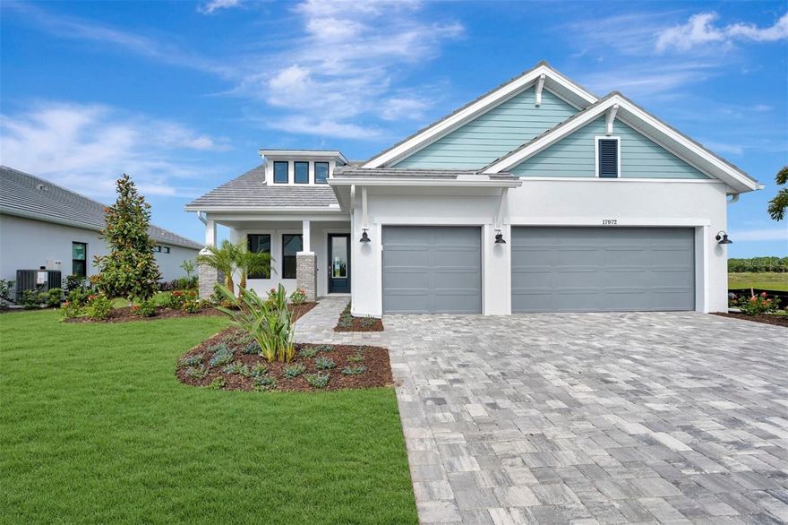 Discover refined Florida living in this beautifully designed Fishbeck floorplan by David Weekley Homes, located in the highly sought-after Palmera community within Wellen Park. This 3-bedroom, 2.5-bath residence features a private study and a spacious 3-car garage, offering both functionality and style. The open-concept living, dining, and kitchen areas are filled with natural light from large impact glass windows and enhanced by soaring 10-foot ceilings. The chef-inspired kitchen showcases a gas cooktop, expansive island, farmhouse sink, rustic wood accents, and a palette of cool neutrals—perfect for everyday living and entertaining. Step outside to an extended lanai overlooking a serene greenbelt, ideal for relaxing or hosting guests. At Palmera, enjoy a truly worry-free lifestyle with included lawn and irrigation maintenance, TV package, and WiFi. Residents also have access to resort-style amenities including a sparkling pool with lap lanes, clubhouse with restaurant, fitness center, golf simulator, pickleball courts, playground, and a full-time lifestyle coordinator curating an active social calendar. Ready to learn more? Call or chat with the David Weekley Homes at Palmera Wellen Park team about this new home for sale in Venice, FL. **This property offers a limited-time interest rate incentive.
