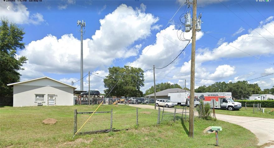 PRICE REDUCTION-Highest use of Industrial Commercial 1 acre fenced/sliding gate lot with a nice block garage and overhang 2 hydraulic lifts - 10,000 and 12,000lb.  Currently utilized as a garage/fabrication/repair shop.  Right off of US Highway 40 by Ocala Armory/Bob’s Brakes. Block office building with Front Entrance and full bath/shower, storage container unit, with concrete pad and carport space for parking and storage.
Plenty of electrical power 600AMP 3/0 and single phase  welding/fabrication.  Perfect for starting your own business or moving your existing to a highly sought after area. This is a fantastic opportunity to purchase your own car/welding/land clearing or business fleet.  Owner will consider a long term lease 3-5 year to qualified individual/business.