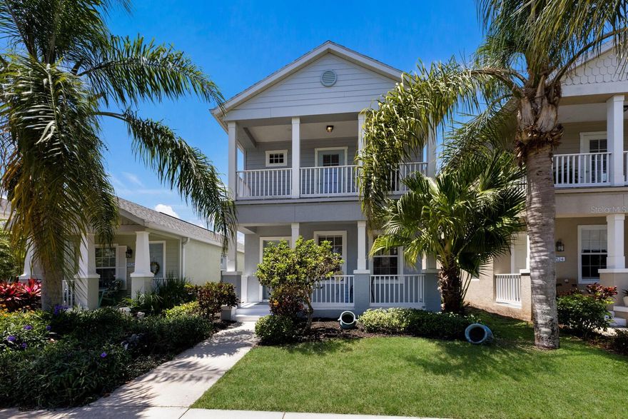 One or more photo(s) has been virtually staged. BRAND NEW ROOF! Welcome to "Gull Cottage," a charming Key West-style 3-bedroom, 2.5-bath home nestled in the gated River Sound community. This thoughtfully designed two-story residence offers 1,680 square feet of airy living space, solid construction, and equipped with metal hurricane shutters for added peace of mind. The unique layout features spacious bedrooms with walk-in closets, a rear-entry 2-car garage, and yard that can be fenced between the home and garage—ideal for pets, gardening, or relaxing in a hammock. A brick-paved patio adds privacy and beauty to the backyard retreat perfect for a bbq grill, outdoor dining, or a cozy firepit. The downstairs features BRAND NEW TILE FLOORING! The kitchen is a host’s dream, featuring NEW KITCHEN CABINETS, Corian countertops, stainless steel appliances, center island, pantry, breakfast bar, and tile flooring that flows into the open great room. A downstairs powder room and two outdoor patios make entertaining and everyday living easy and comfortable. Upstairs, the private primary suite has a tall vaulted ceiling, an en-suite bath with dual sinks & a walk-in shower, and its own balcony!—perfect for unwinding. Two additional guest bedrooms share a well-appointed bathroom, each bedroom features ceiling fans. Enjoy RESORT-STYLE community amenities such as a heated pool, spa, outdoor shower, walking trails, fishing pier, two dog parks, and mature landscaping—all for a low quarterly HOA fee of $435. Pet-friendly and conveniently located just a mile from I-75 where plenty of shopping & restaurants are at your fingertips within 2 miles (the Costco/Target shopping & restaurant area) or 2 exits away is the UTC shopping/restaurant district! White, powdery sand beaches and 3 major airports closeby make this home perfect as a primary residence or a relaxing getaway.