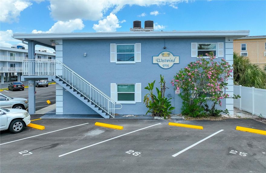 Experience true waterfront living just one block from the sugar-sand shores of Sunset Beach and the sparkling Gulf waters.  Ths fully updated second-floor unit - no flood risk - makes an excellent investment property with strong rental potential, featuring new AC/furnace, tankless water heater, kitchen, bath, and flooring completed in 2017.  Enjoy the relaxed coastal lifestyle: fish off the community pier, grill outdoors, and take advantage of the new washers/dryers and freshly repaved parking lot.  The low HOA covers building exterior, flood and building insurance, ground maintenance, water, sewer, cable TV, and internet, keeping monthly costs low - average electric averges only $35-40 a month. With assigned parking, on site laundry, and a prime location close to shops and restaurants of Treasure Island, this furnished, turn key condo offers effortless beach living and reliable income potential.