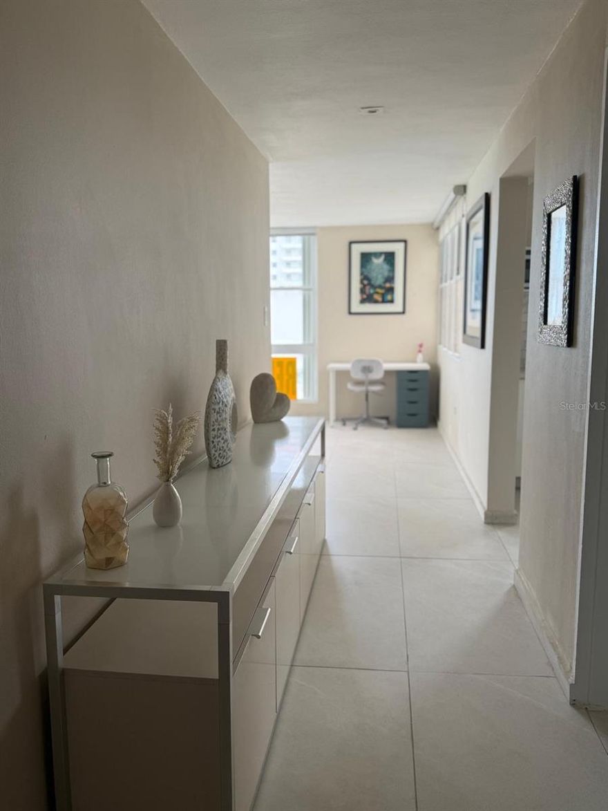 BEACH FRONT at Mirador del Condado. Renovated,3 bedroom, 1 bathroom, laundry, Air conditioned throughout, Fully furnished and 1 Parking. Move in condition. Security guard 24/7. Enjoy all the amenities of this great location, next to the Vanderbilt Hotel in THE HEART OF CONDADO.