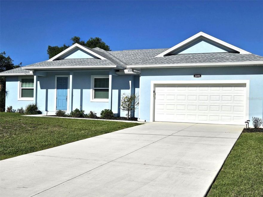 2021 elegant modern turn-key furnished 3bedrooms, 2bathrooms, 2car garage pool home. This property with many upgrades has ceramic tiles throughout, granite counter tops, high ceilings, wood cabinetry, screened lanai, fenced paved and heated oversized pool. Open floor plan, splt plan. The kitchen is equipped with granite countertops, stainless steel appliances, ample wood cabinetry, and a spacious island perfect for gatherings. The primary suite offers a very large walk-in closet, including separated owner loched closet. Tastefully decorated, this home is offered with all what you need to move in directly, just a few personal items (marked with wh dots) will not convey. Impact glasses secure this home which has also a high elevation.
Great location in a quiet new neighborhood without HOA fees, just minutes from Charlotte Sports Park, home of the Tampa Bay Rays Spring Training, close by shopping, restaurant, medical center, fitness center, golf courses, and conveniently located near top-rated beaches,  Boca Grande, Manasota key, and if you prefer going fishing Myakka and Peace rivers are a few minutes away, boat ramp to go for deep fishing in Charlotte Harbor or the Gulf of Mexico. All what you need to enjoy Florida!