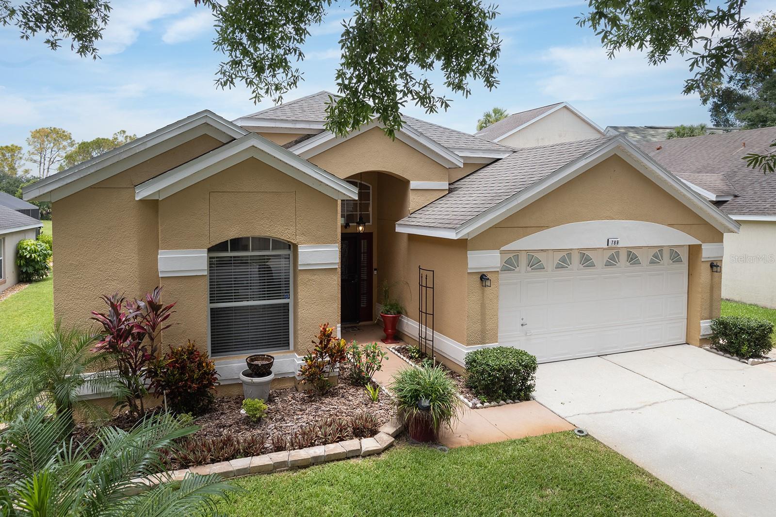 Your opportunity for a beautiful home with no rear neighbors on a tree shaded street! This home has tile and engineered hardwood floors, open plan, plenty of storage closets, was re-plumbed 2 years ago, HVAC is 3 years old and the roof is 5 years old. There's a brand new pool deck and the screen enclosure was re-screened 2 years ago. The primary bedroom has a large walk-in closet and is very spacious with an ensuite bath that includes a garden tub, dual sinks, privacy room, a separate shower and access to the pool. Two additional bedrooms for quests are large with ample closets. The kitchen has 2 year old stainless steel appliances, a pantry closet, a breakfast bar and is open to the family room. The kitchen also has an eat-in dinette area and the laundry closet is right there. The yard is beautifully landscaped, with gorgeous oak trees and there's no back yard neighbors! The pool is large with additional planting beds. This home may be under audio and/or visual survieilance. Welcome home!