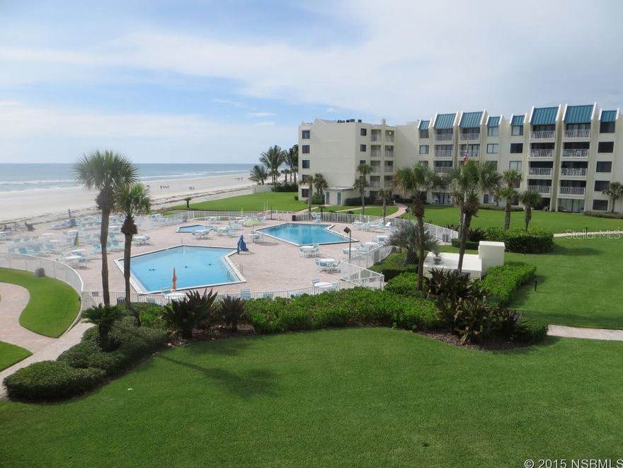 This beautifully decorated unit has been completely remodeled including new kitchen with custom designed cabinets, granite countertops and stainless steel appliances. Both bathroom's were also completely remodeled including new showers, tile and granite counters. New tile floors. Surround sound music system. Professionally decorated. Sold completely furnished. New A/C. New windows and sliding glass doors per hurricane code. The balcony has a panoramic view of the courtyard and ocean. The complex has three pools one of which is a kiddie pool, tennis court and shuffleboard. One of the few condo complexes that has a large courtyard. On site management team. Great rental. Association fee also covers basic cable TV, internet, and phone.  This unit is ready to move in! Bring your suits and beach toys! ;LocationDescription: Condo ;Water: City