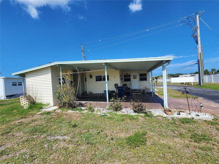 Chateau Village PRICED ADJUSTED TO $130,000.  AFFORDABLE, NO LOT RENT AND LOW MAINTENANCE FEE. - 2BR/2BA Furnished Home on Corner Lot in a Welcoming 55+ Active community with NO LOT RENT and LOW Maintenance Fee of only $250/month which includes everything except your electric and phone.  Updates include New Roof 2016, Windows 2013, A/C 2023 and Tenting 2024.  Maintenance fee includes: water, sewer, trash lawn cutting, internet, cable, on site manager, community pool, shuffleboard
and a Back Gate.  Close to shopping, medically facility, eating places, airport and minutes to the beautiful beaches of Anna Maria Island.
Come for the Winter (no snow shoveling) or stay all year long for the Florida Life Style.