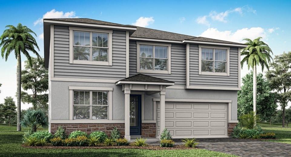Under Construction. The Shenandoah is a thoughtfully designed two-story home offering just under 2,600 square feet of flexible, modern living space. With 4 spacious bedrooms, 2.5 bathrooms, and multiple gathering areas, it’s perfectly suited for growing families or those who appreciate room to spread out.
The heart of the home is the open-concept first floor, where the kitchen, dining area, and great room flow seamlessly together. The kitchen is both stylish and functional, featuring quartz countertops and cabinetry on two walls, a full suite of stainless steel appliances, and a large island with a flush breakfast bar that seats four. A generous walk-in pantry ensures ample storage, while the kitchen’s open layout allows unobstructed views of the dining and great room—ideal for entertaining or keeping an eye on company. Sliding glass doors off the dining area lead to a covered lanai, creating the perfect indoor-outdoor living experience.
A versatile flex room on the first floor provides valuable extra space, whether you need a home office, guest room, or playroom. A conveniently located powder room adds to the everyday functionality of the home.
Upstairs, a spacious loft anchors the second level and provides a secondary living area—perfect for movie nights, homework stations, or a cozy retreat. Surrounding the loft are four generous bedrooms, including the luxurious owner’s suite, tucked away at the back of the home for privacy. The owner’s suite boasts a large bath with a glass-enclosed shower and high-level window for natural light, a raised-height dual sink vanity, linen closet, and private water closet. At the end of the bath is an enormous walk-in closet, offering plenty of room for wardrobe and storage needs.
Bedrooms 2 and 3 also feature walk-in closets, while bedroom 4 offers ample space for guests or family. The upstairs laundry room adds extra convenience, making laundry day easier and more efficient.
With its open design, flexible spaces, and family-friendly layout, the Shenandoah offers comfort and functionality at every turn.
Photos, renderings and plans are for illustrative purposes only and should never be relied upon and may vary from the actual home. Pricing, dimensions and features can change at any time without notice or obligation